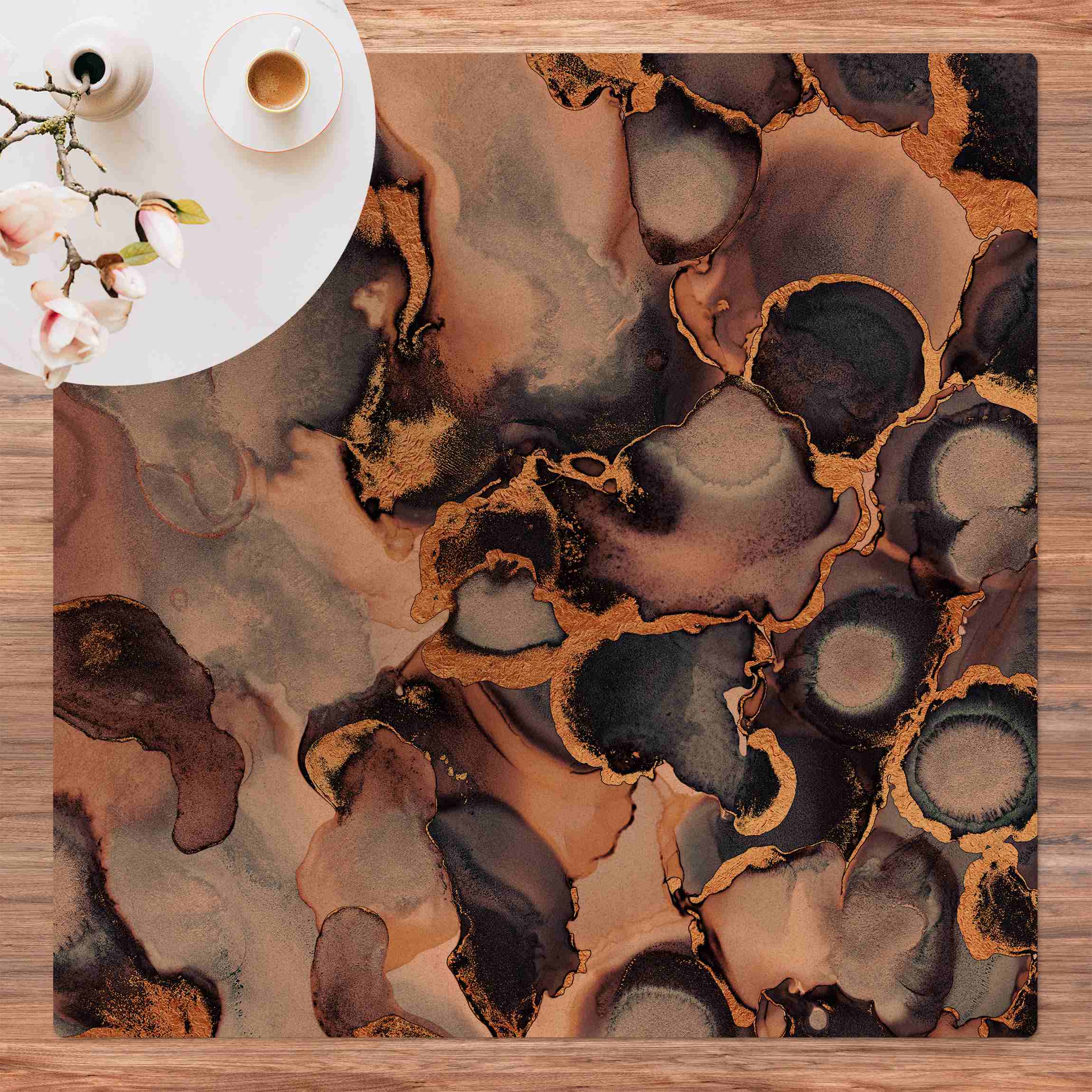 Kork-Teppich Marmor Aquarell mit Gold