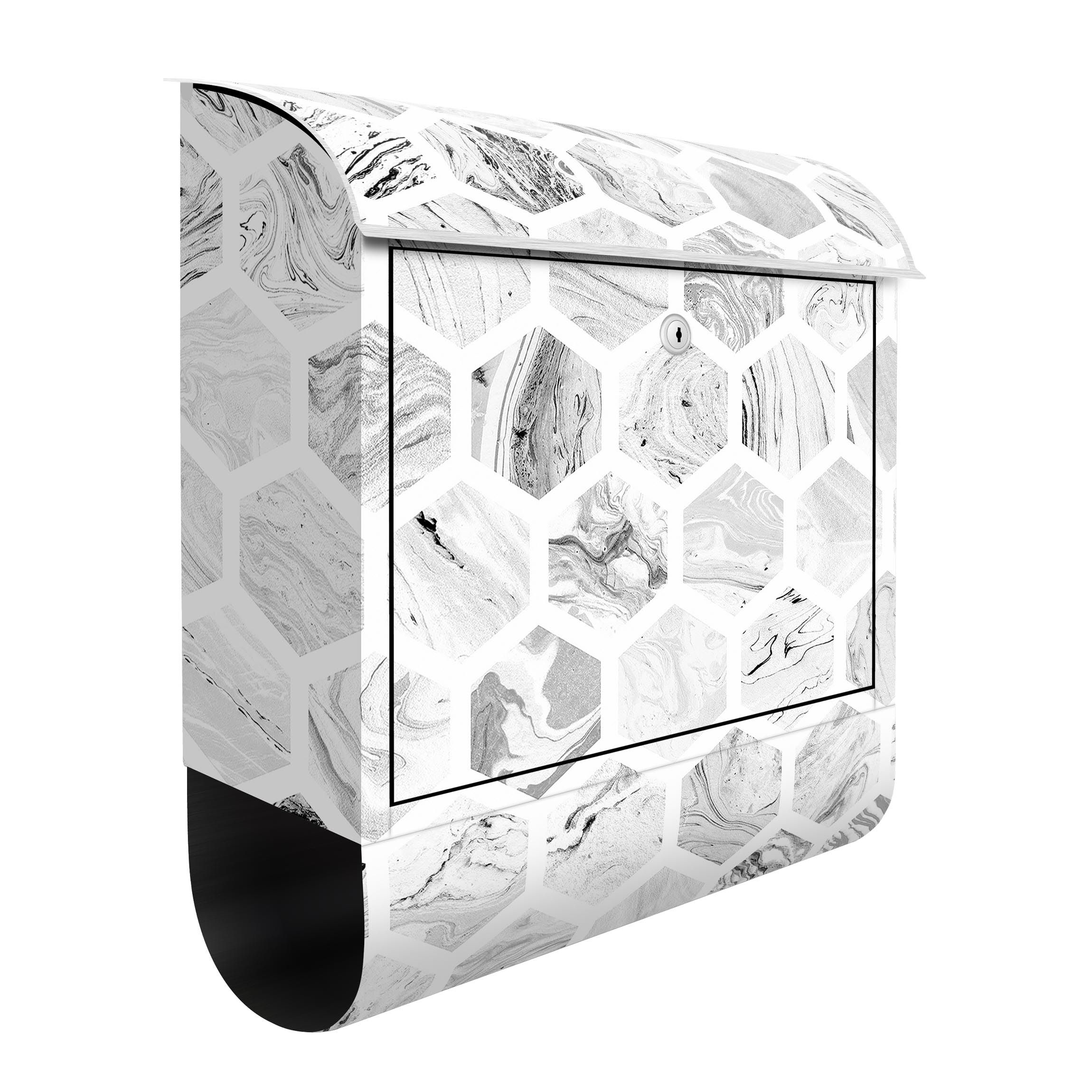Briefkasten Marmor Hexagone in Graustufen