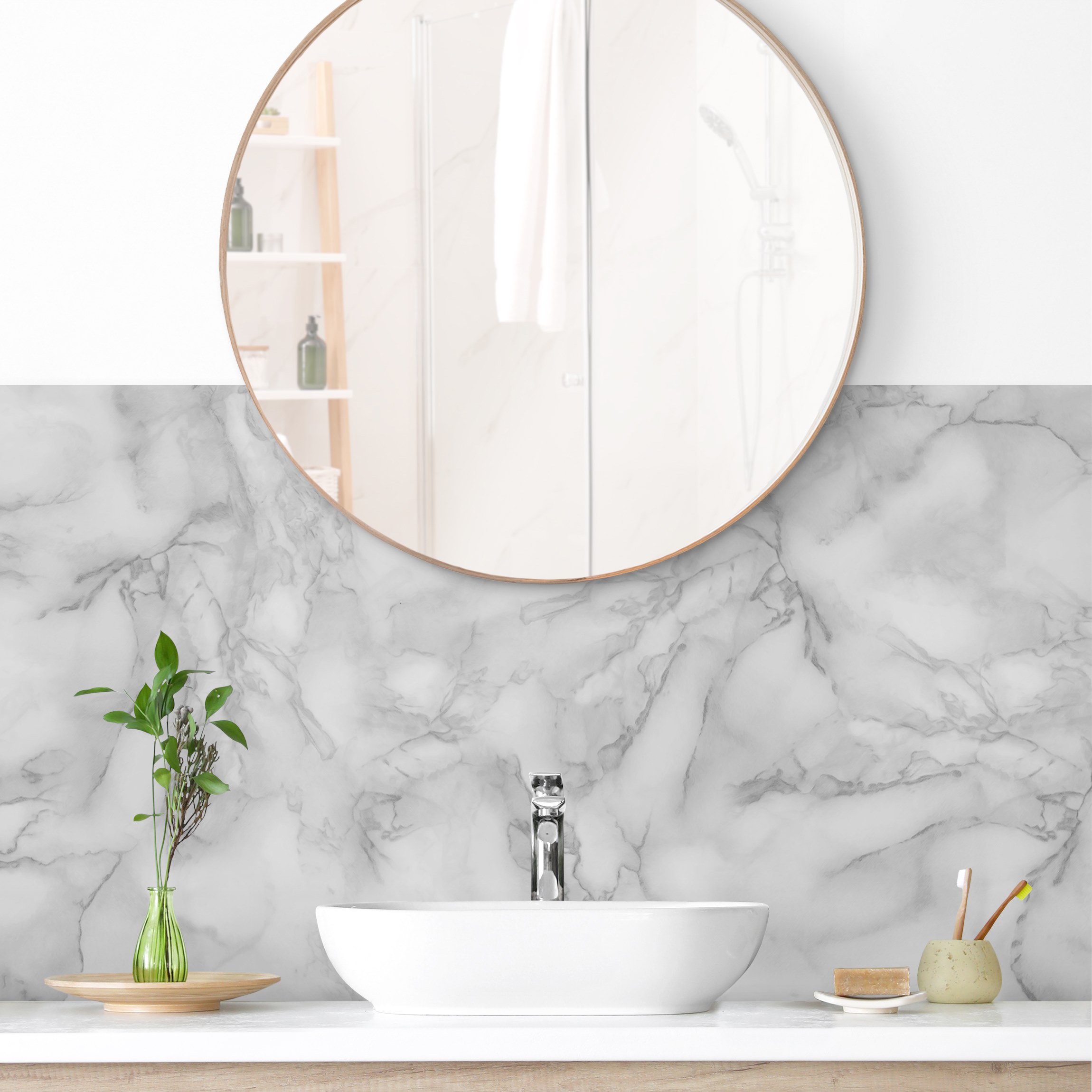 Wandverkleidung Bad Marmoroptik Schwarz Weiß