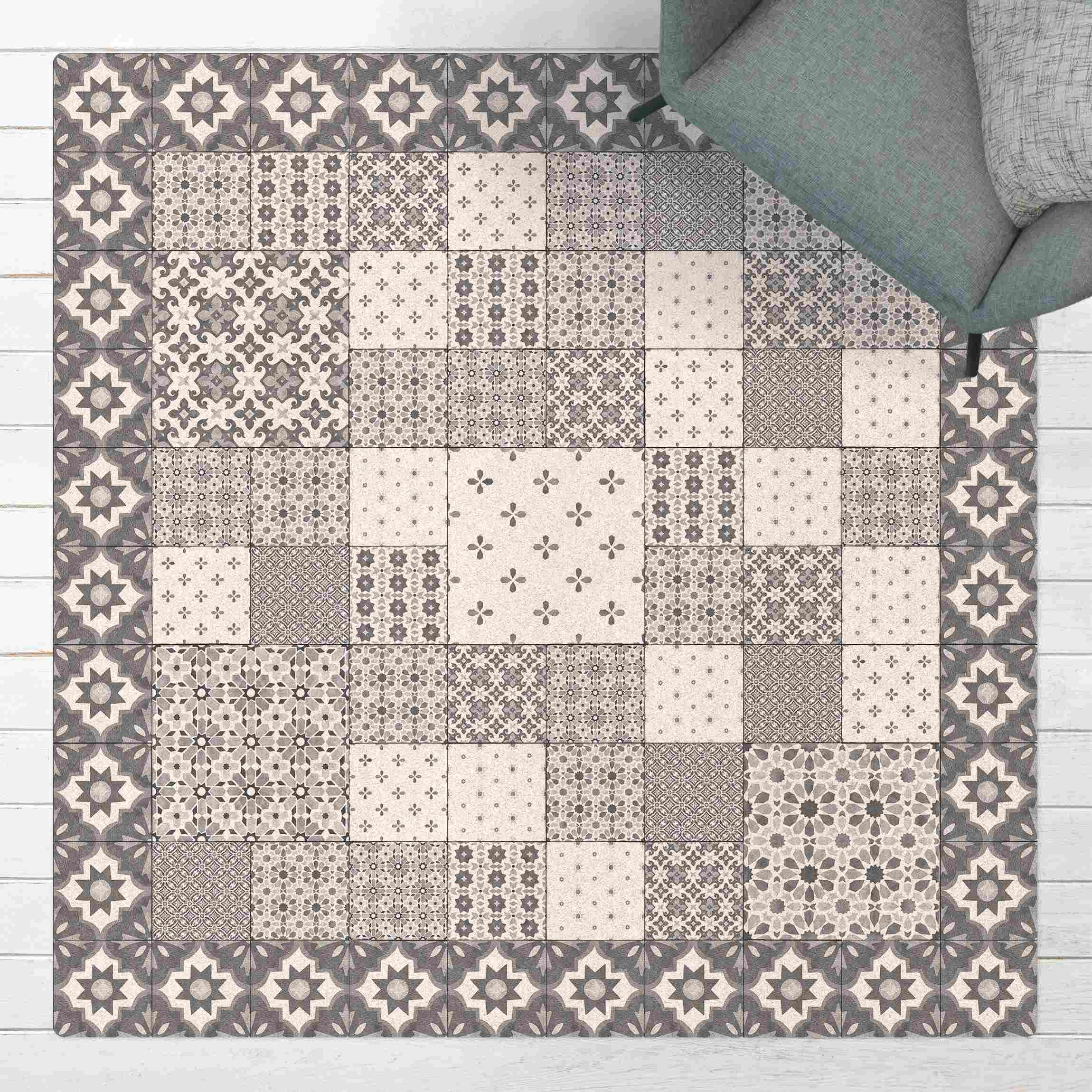 Kork-Teppich Marokkanische Fliesen Kombination Marrakesch mit Fliesenrahmen