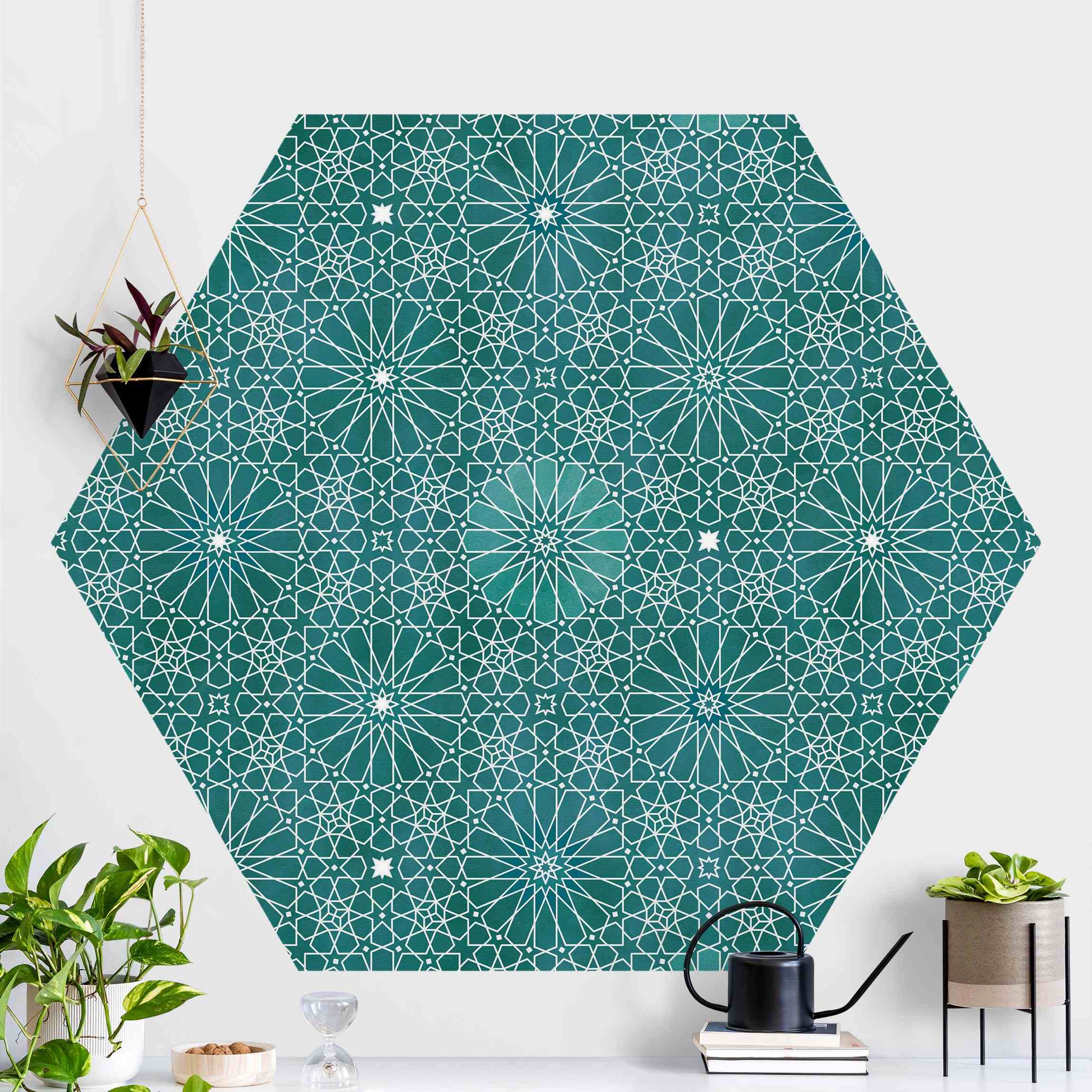 Hexagon Mustertapete Marokkanisches Blumen Muster