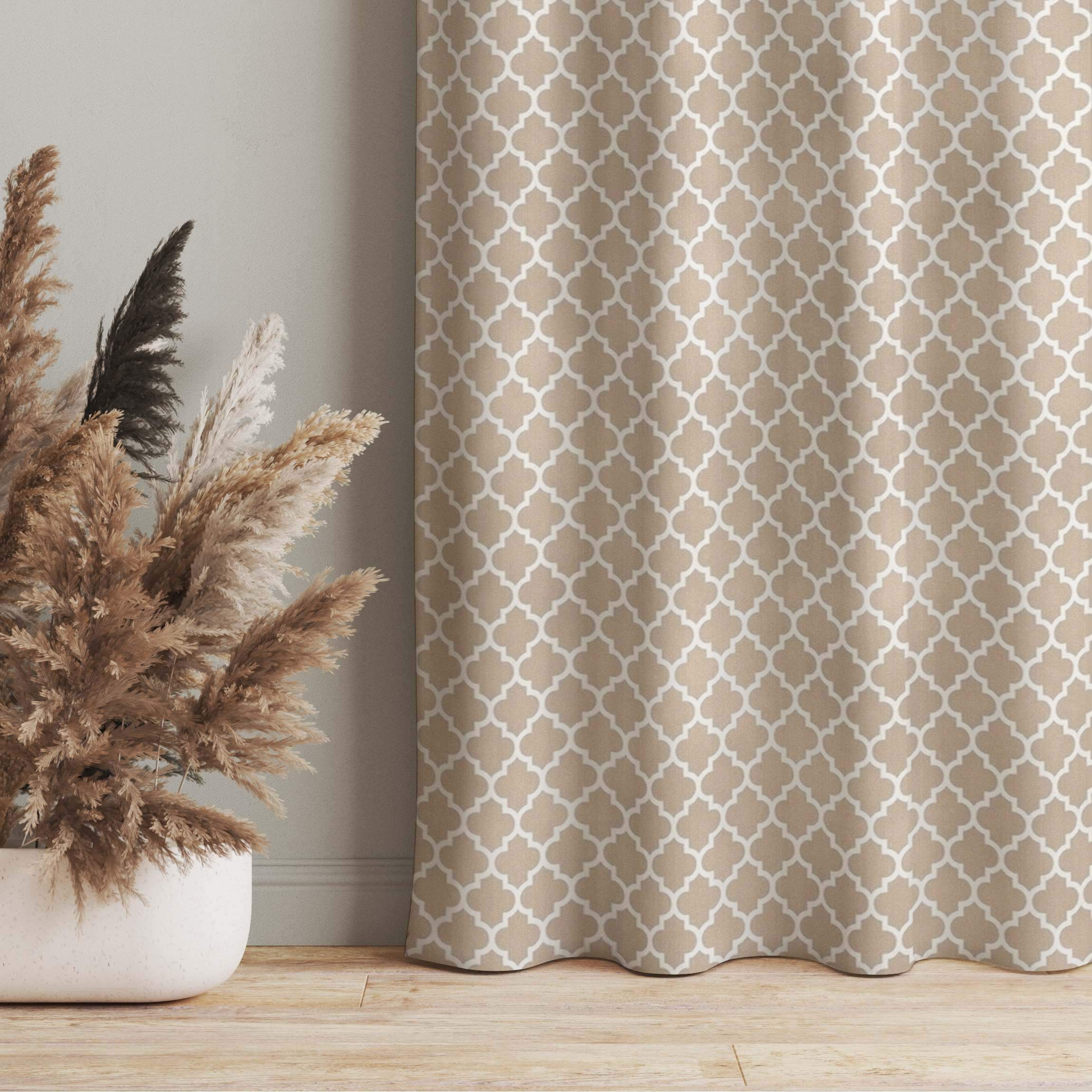 Vorhang Marokkanisches Muster mit Ornamenten vor Beige