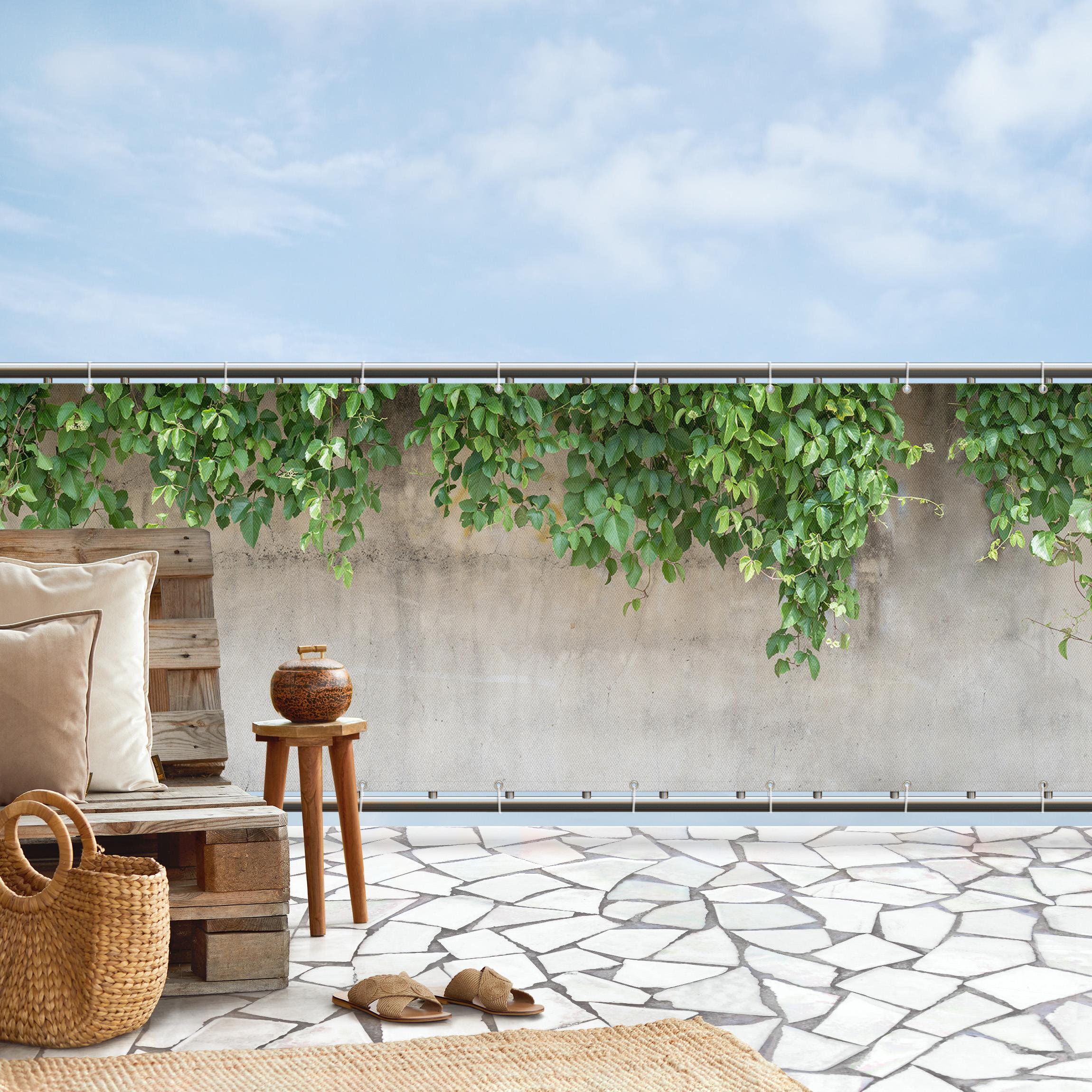 Balkon Sichtschutz Mauer mit Efeu
