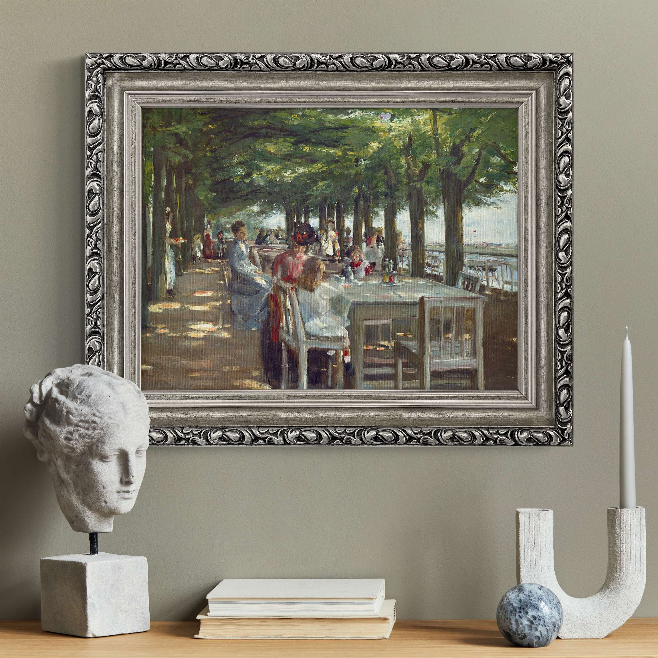 Leinwandbild in Barockrahmen Max Liebermann - Terrasse des Restaurants Jacob