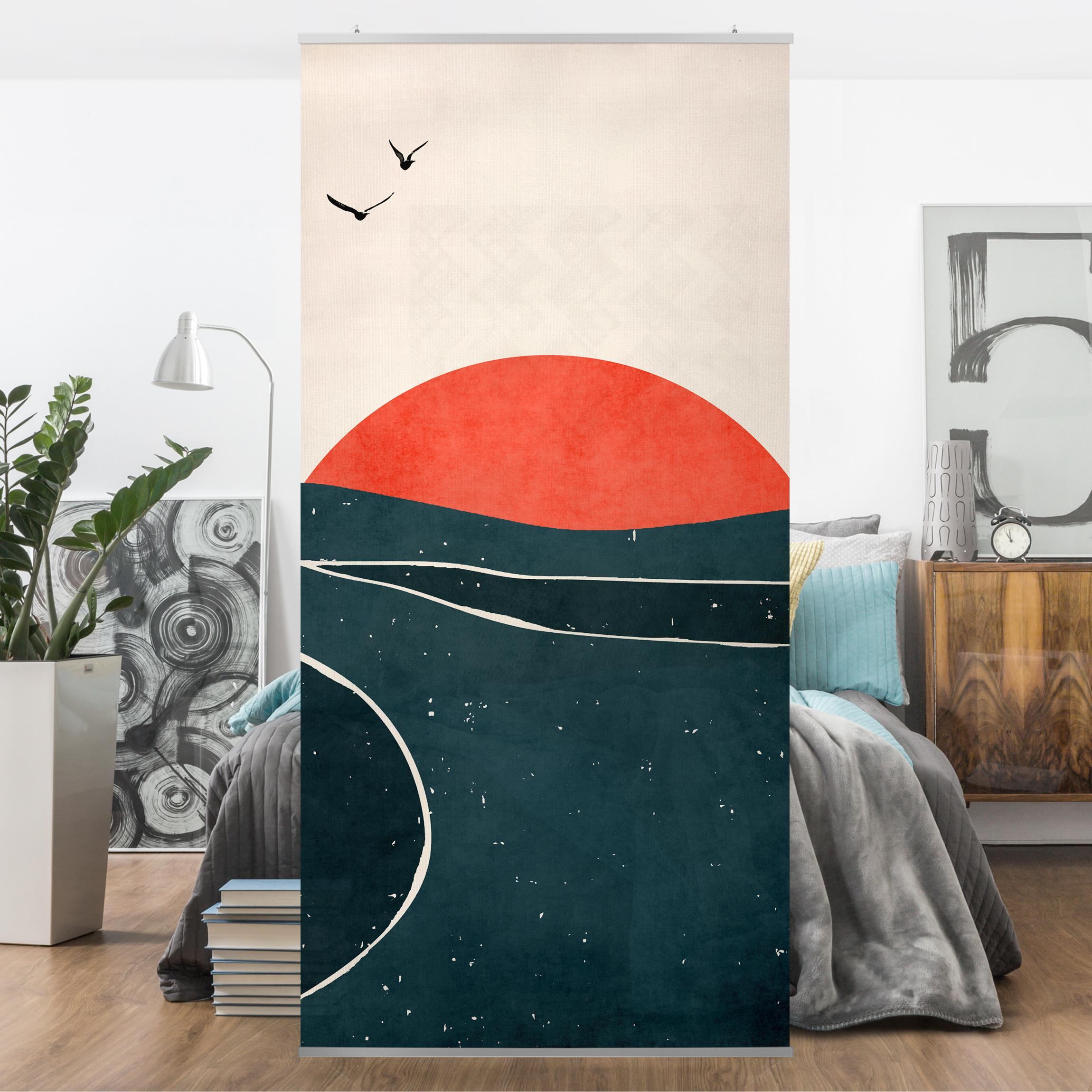 Raumteiler Meer vor rotem Sonnenuntergang