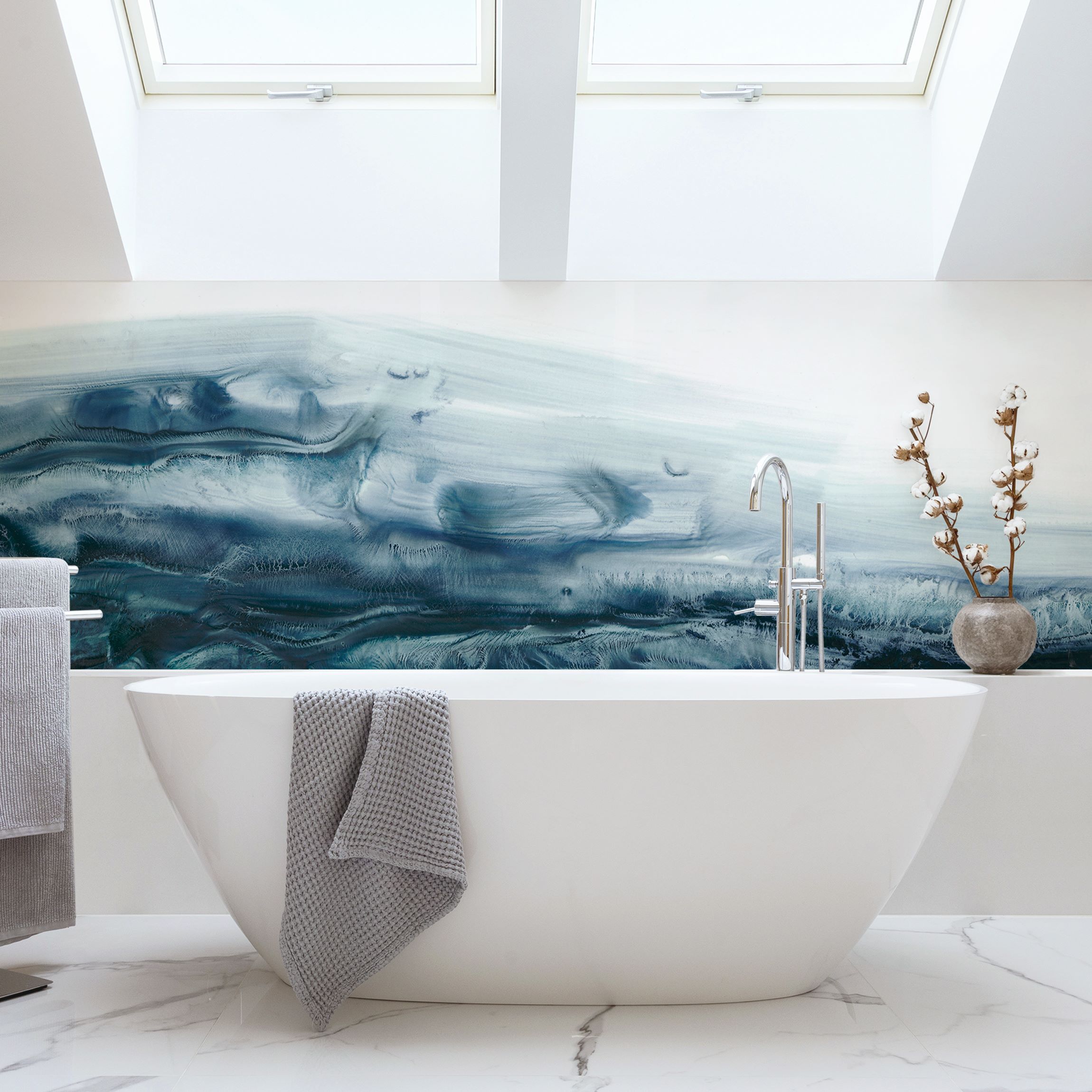 Wandverkleidung Bad Meeresströmung II
