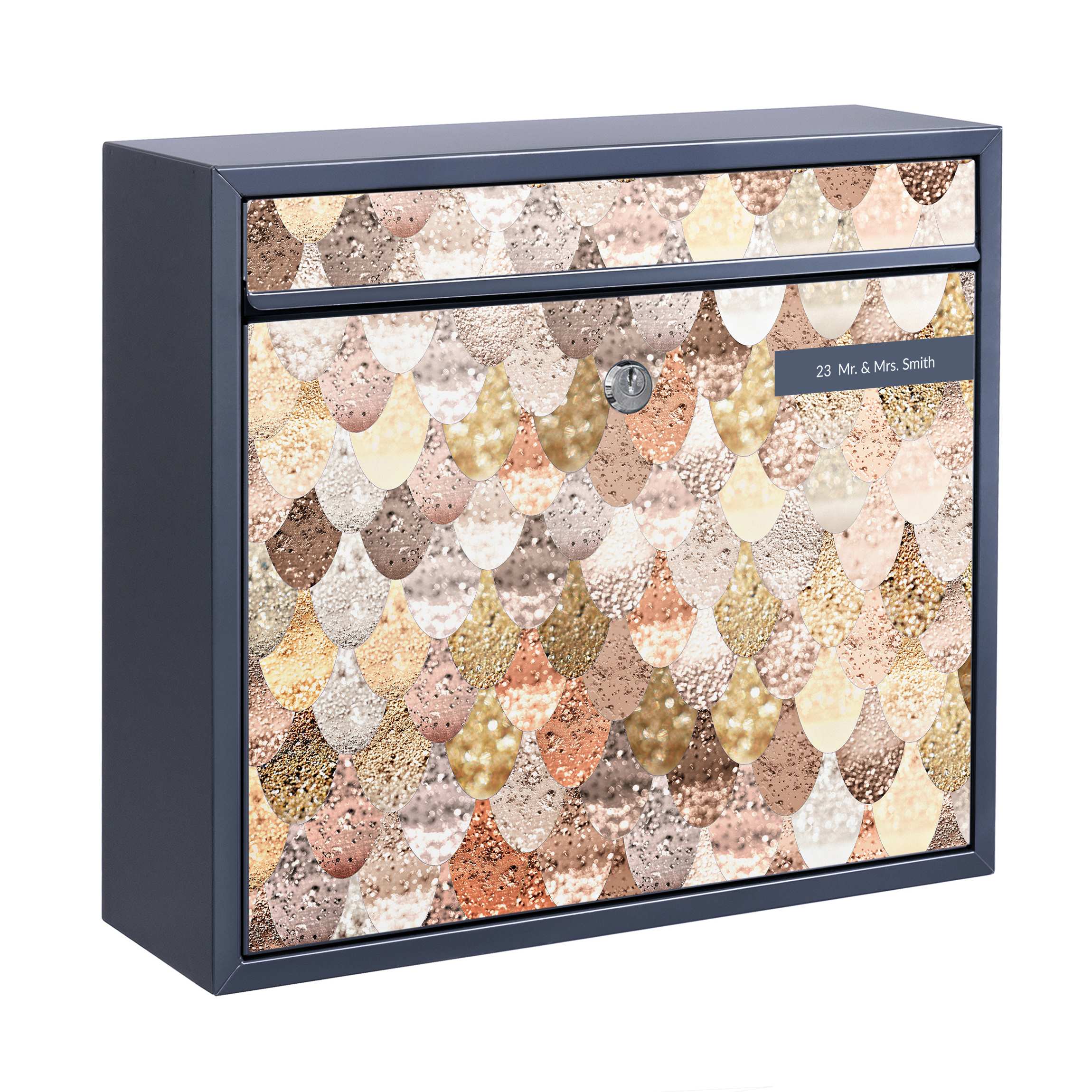 Briefkasten mit eigenem Text Meerjungfrauen Magie in Gold