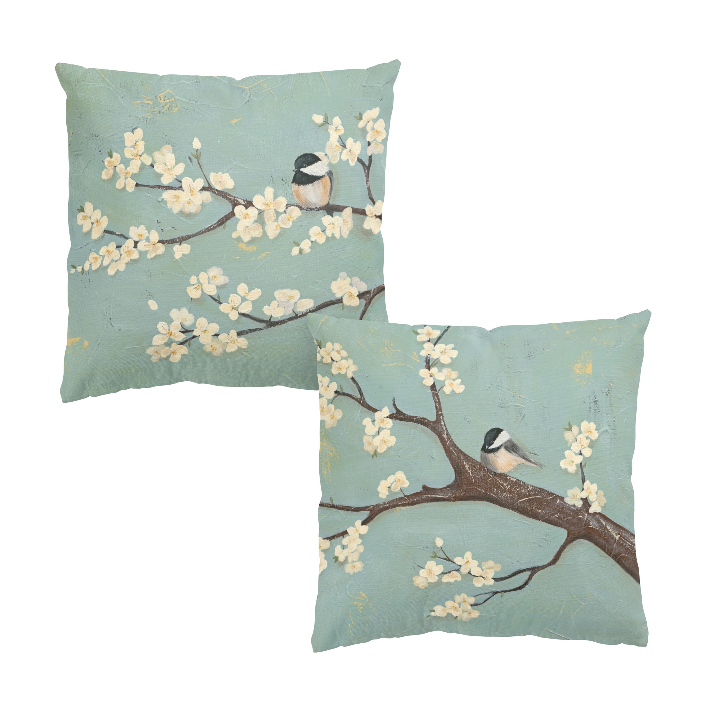 Dekokissen 2er Set Meise auf Kirschbaum Set I