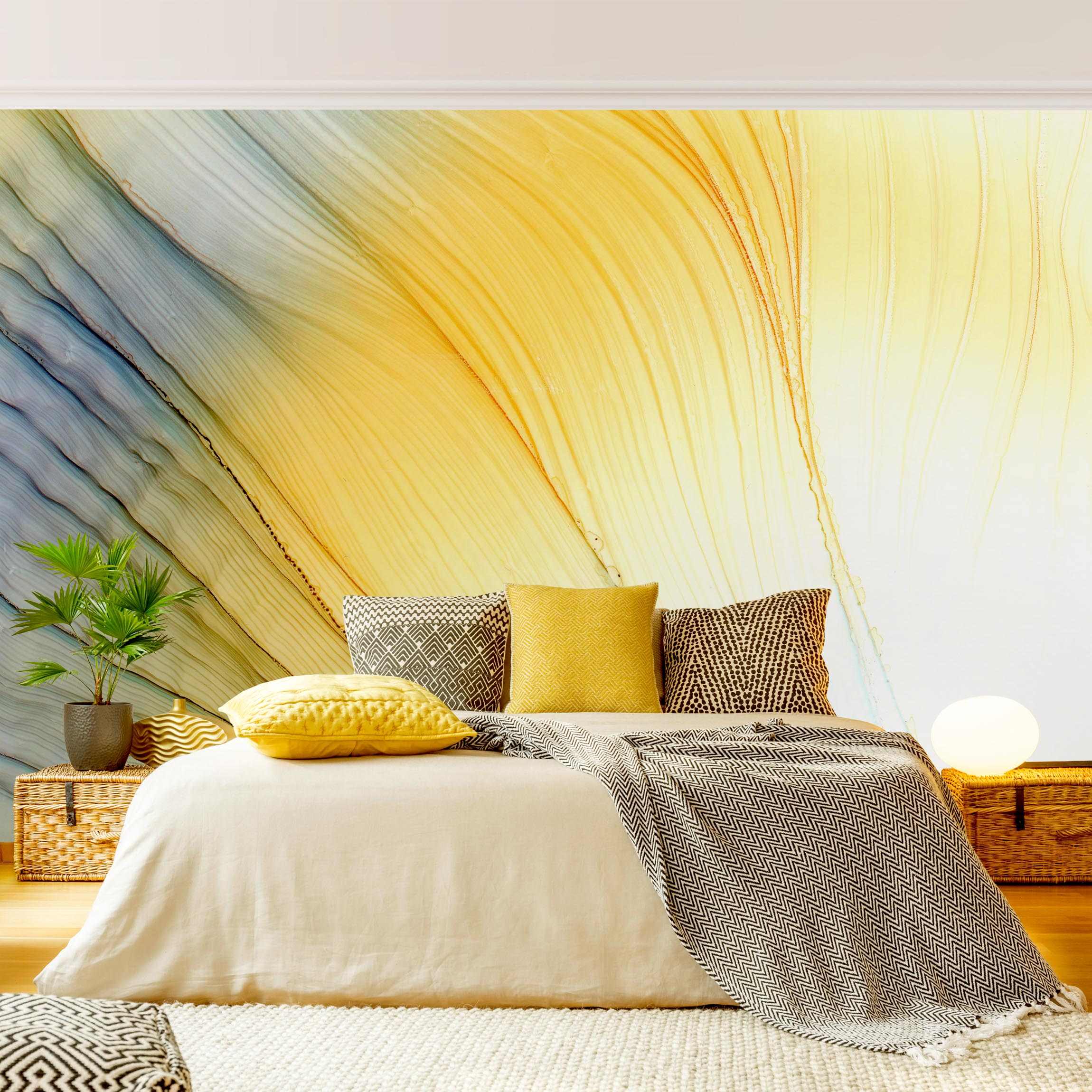 Fototapete Melierter Farbtanz in Honig