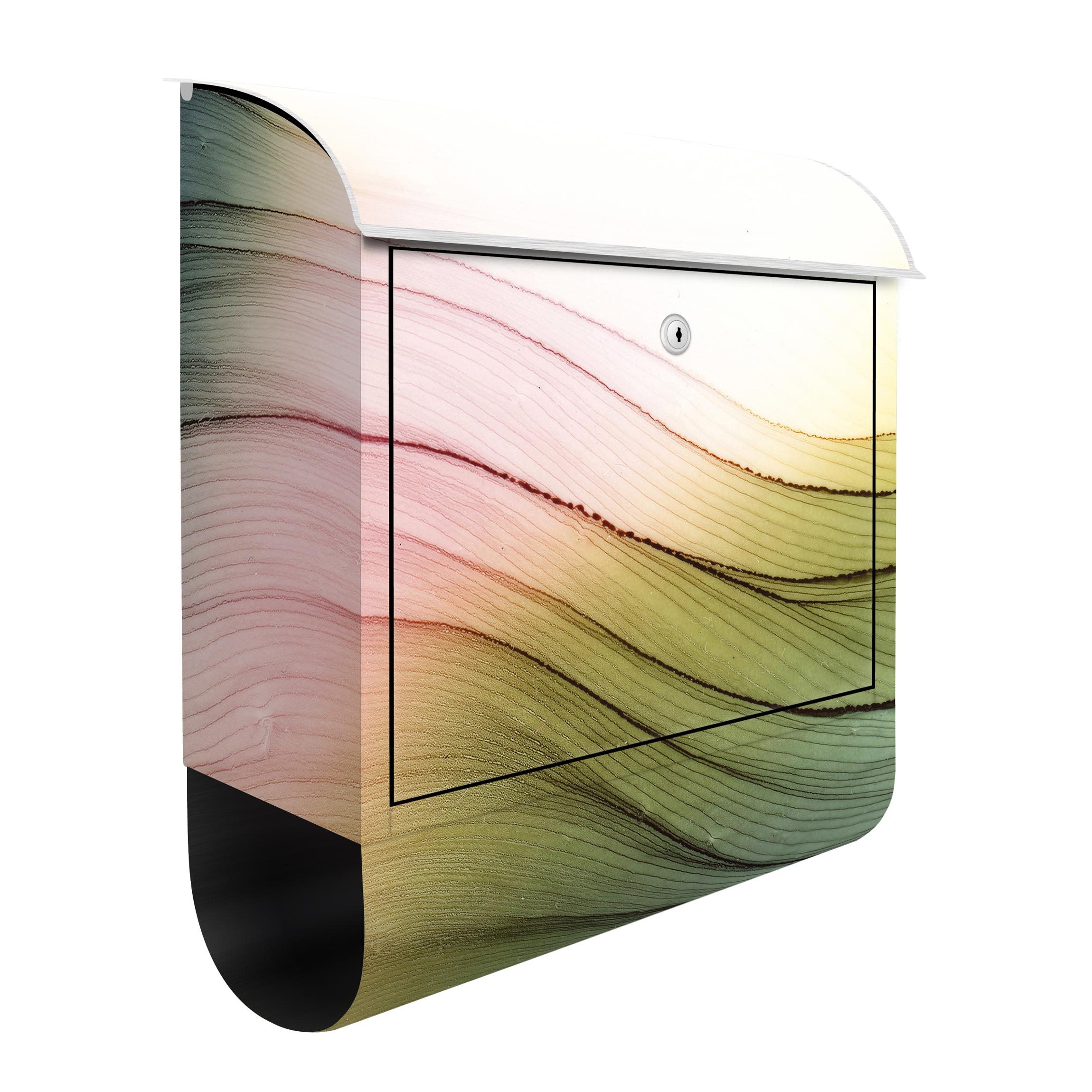 Briefkasten Melierter Farbtanz Rosa Gelb mit Türkis