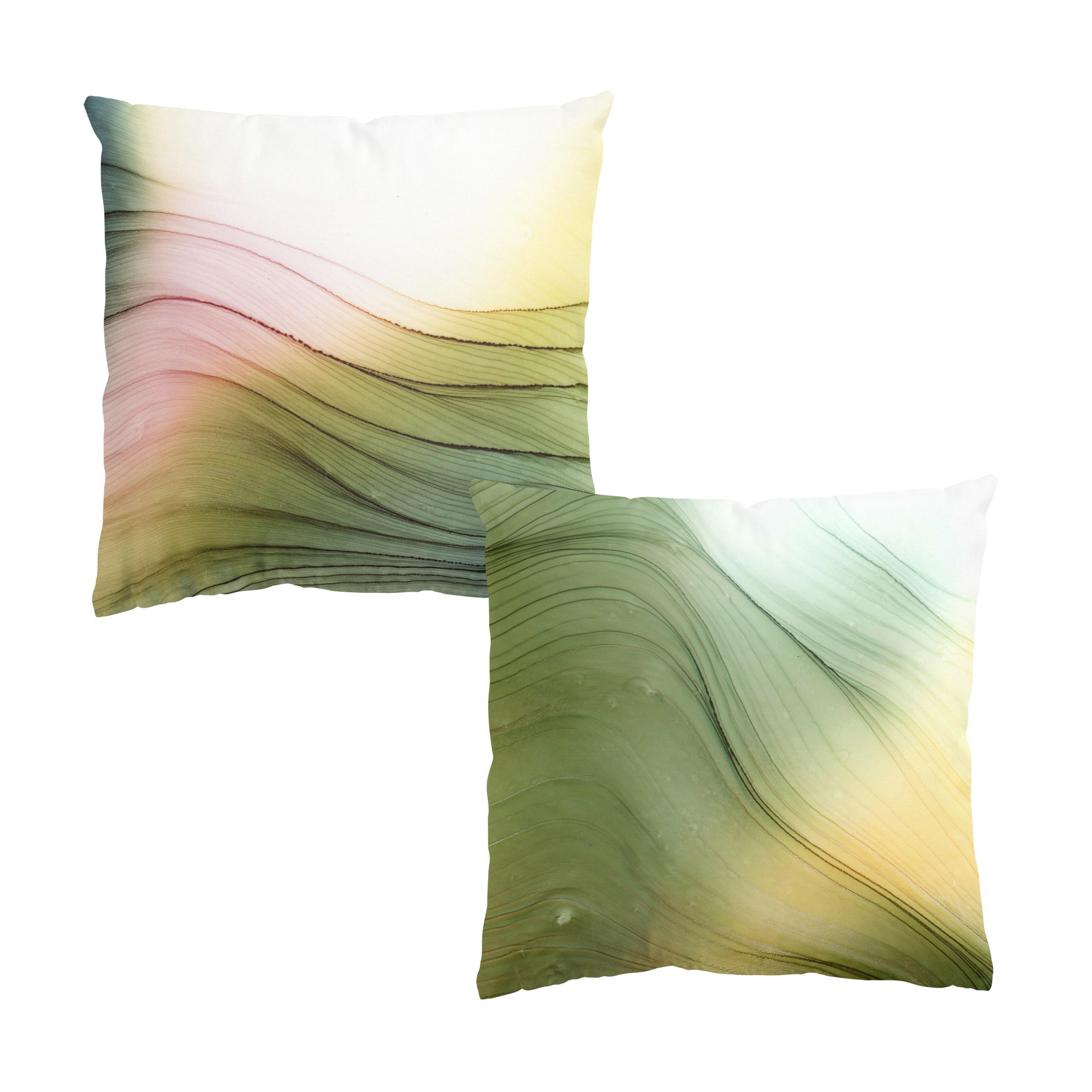 Dekokissen 2er Set Melierter Farbtanz Rosa Grün Honig Duo