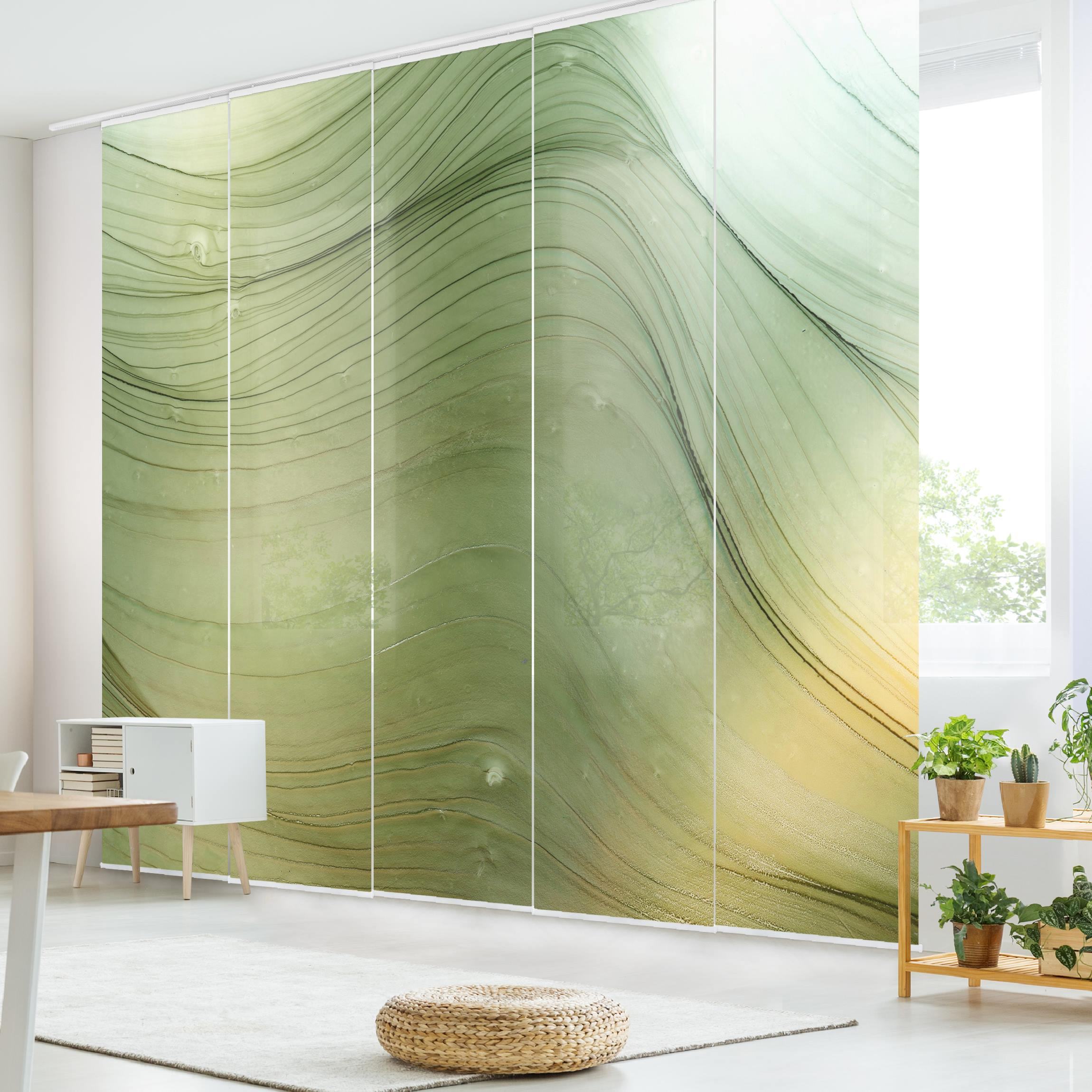 Schiebegardine Meliertes Grün mit Honig