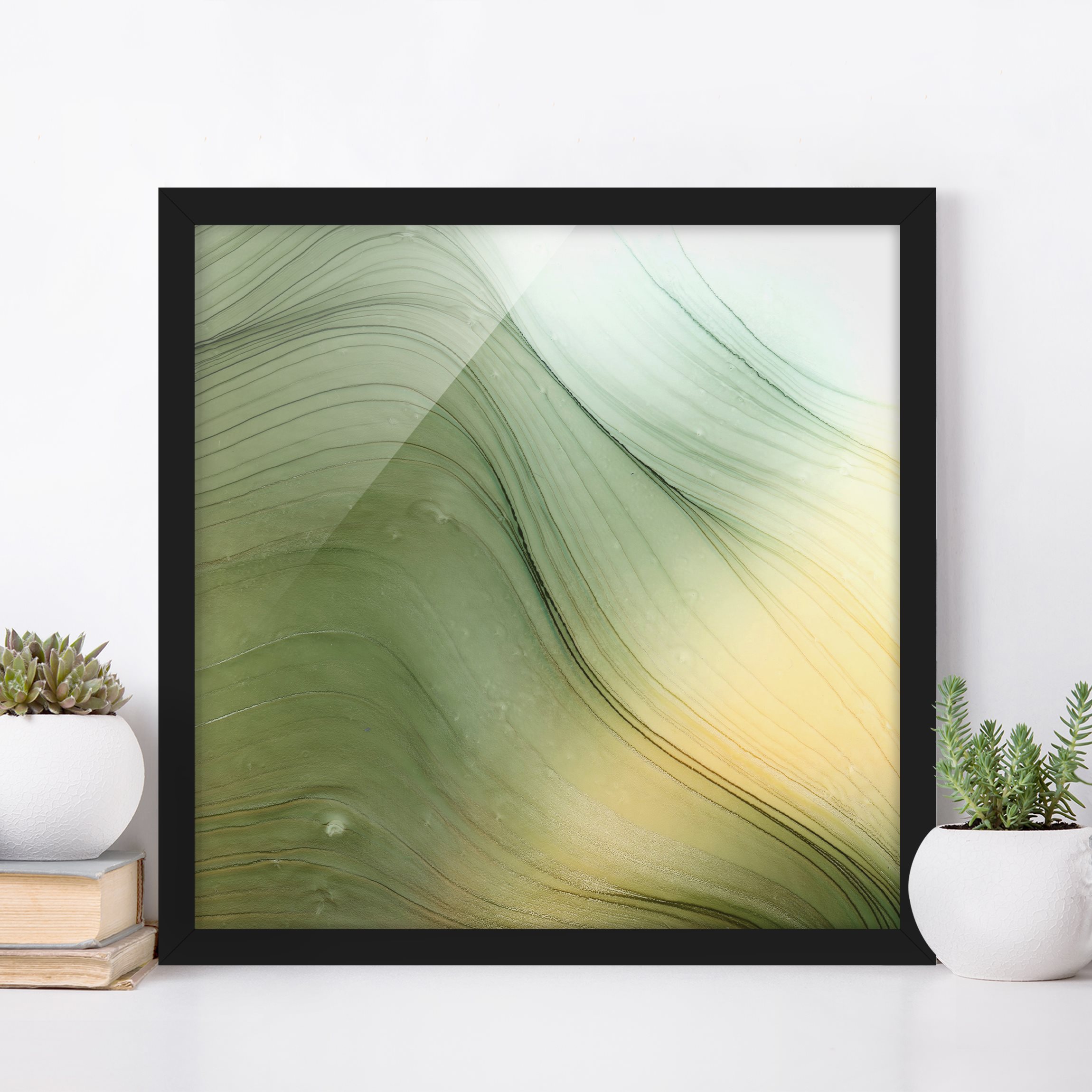 Bild mit Rahmen Meliertes Grün mit Honig