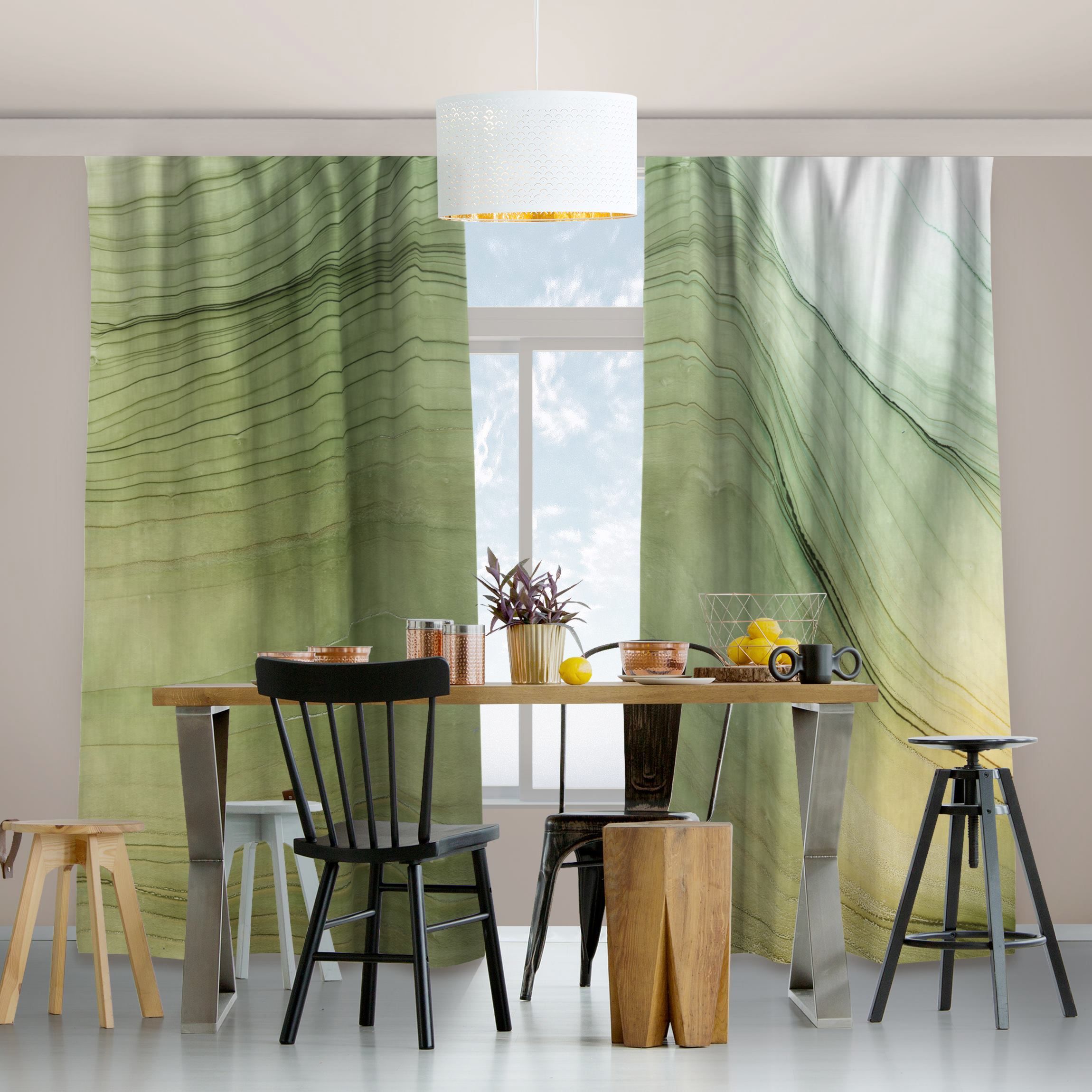 Vorhang Meliertes Grün mit Honig