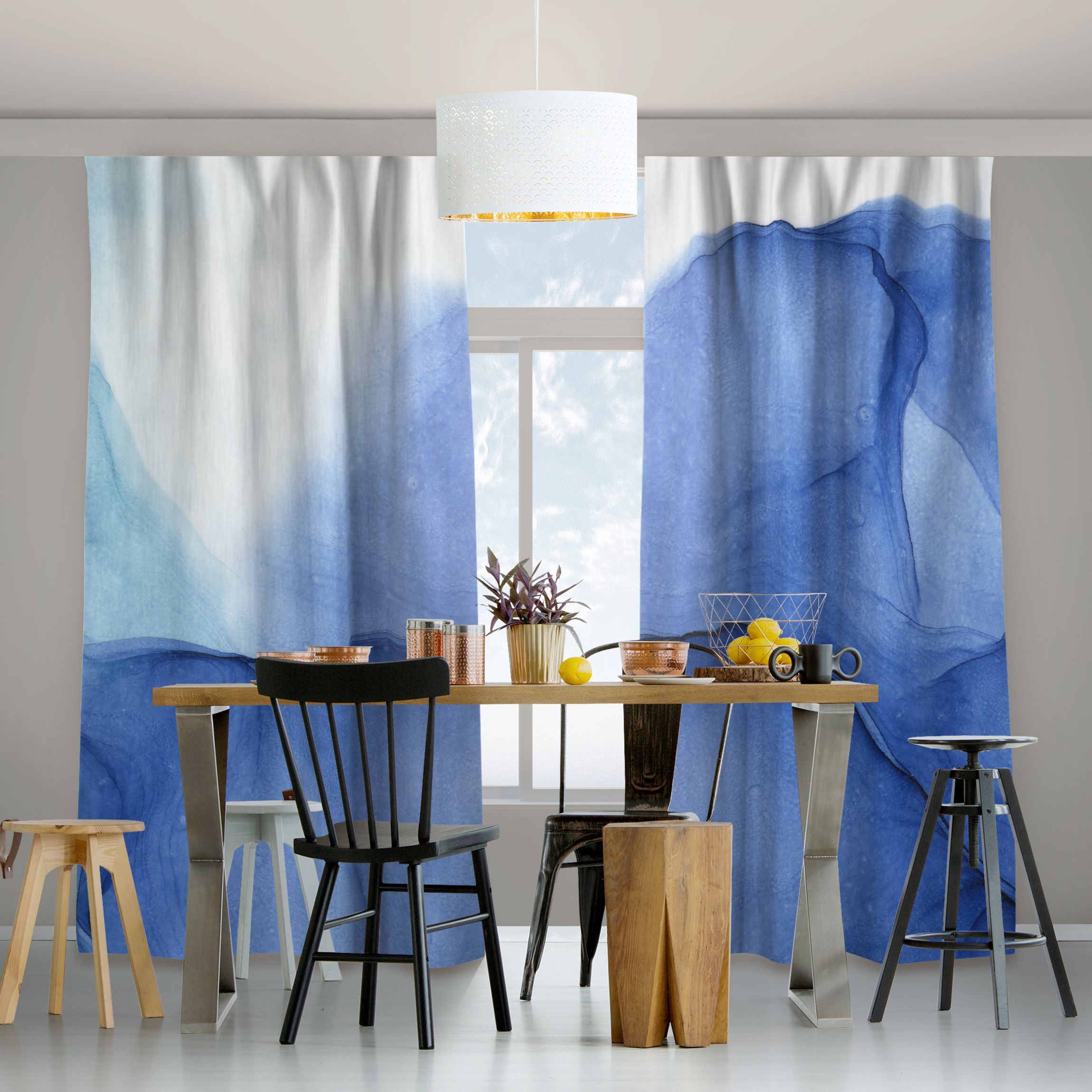 Vorhang Meliertes Tintenblau