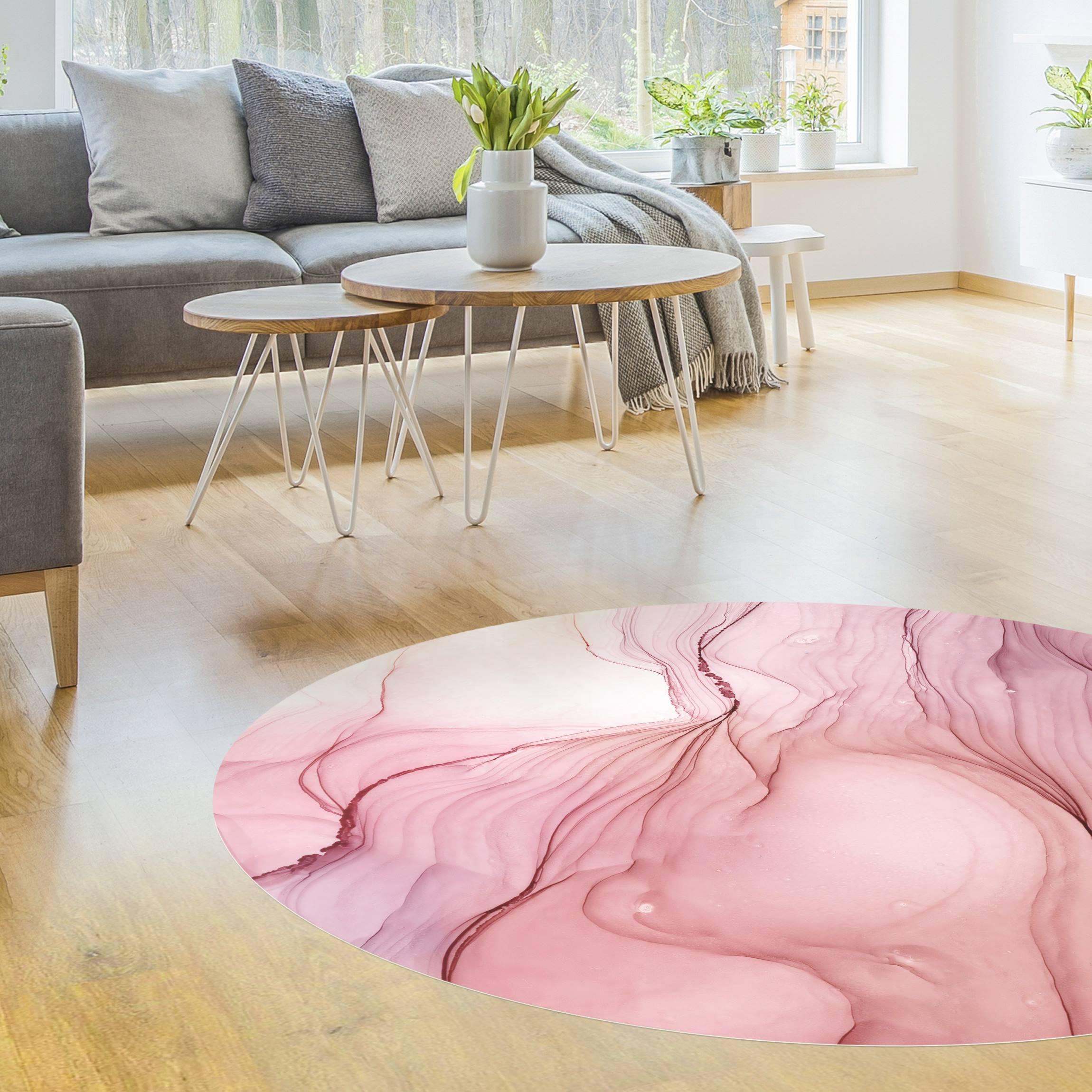 Runder Vinyl-Teppich Meliertes Ziegelrot