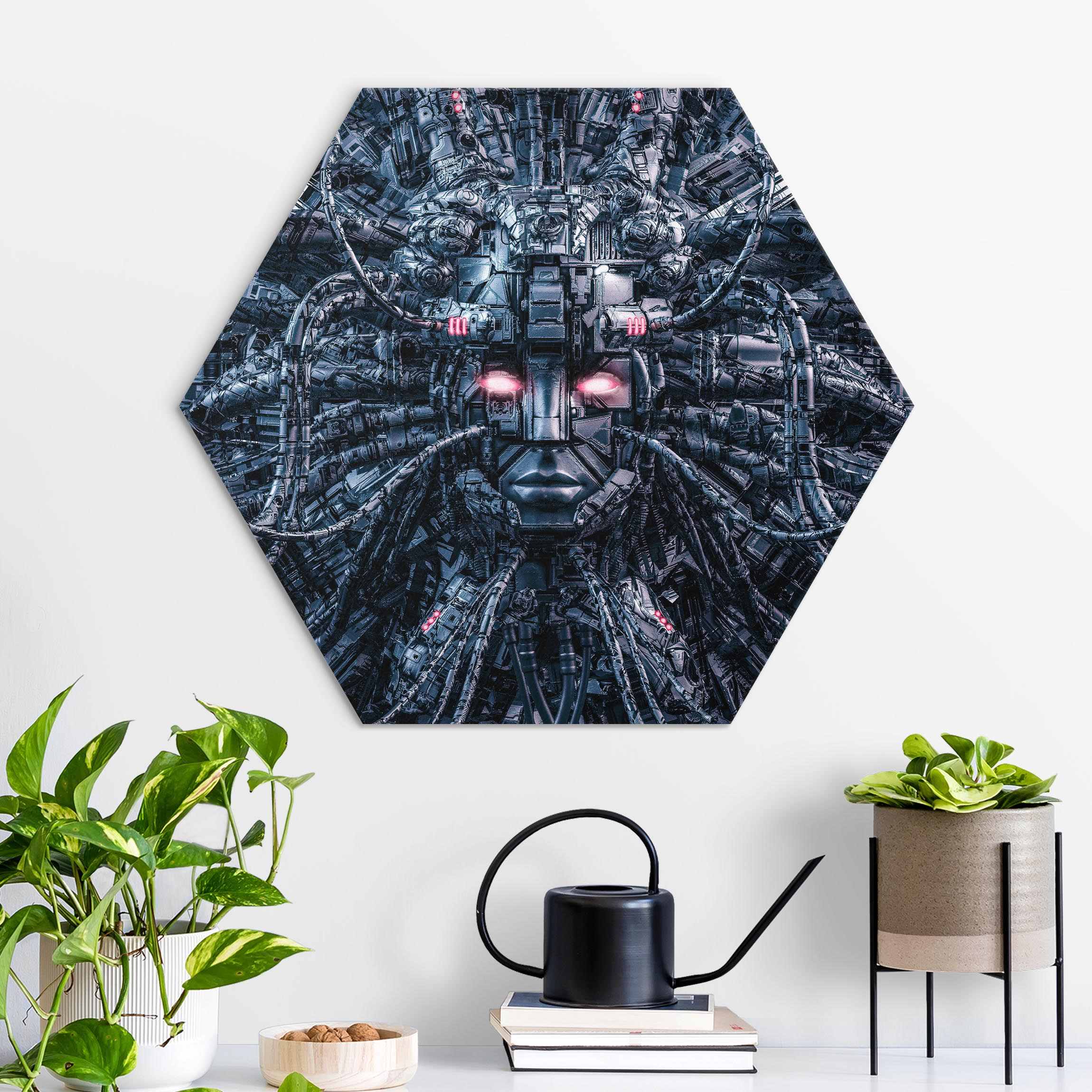 Hexagon-Alu-Dibond Bild Menschliche Maschine