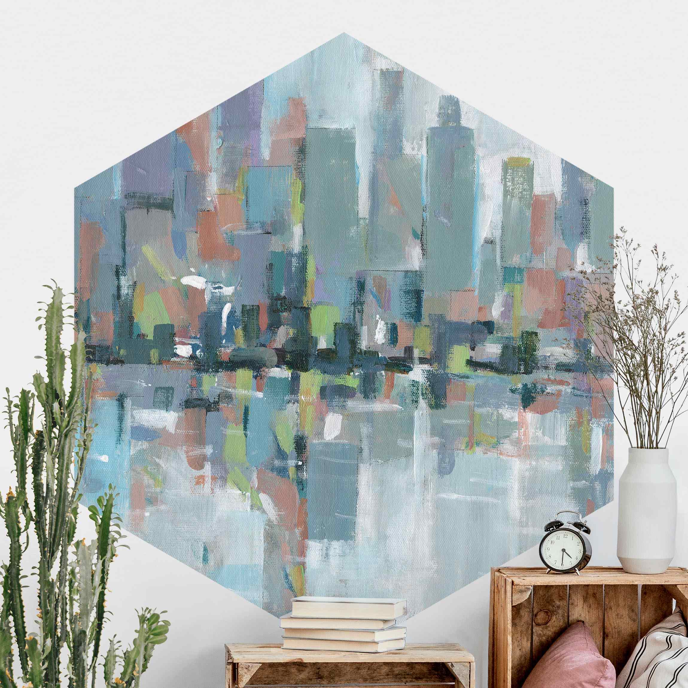 Hexagon Fototapete selbstklebend Metro City I
