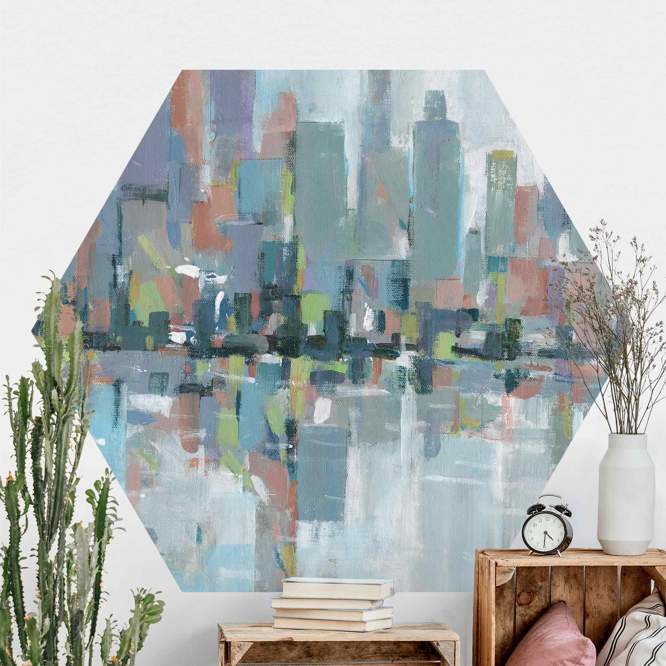 Hexagon Fototapete selbstklebend Metro City I