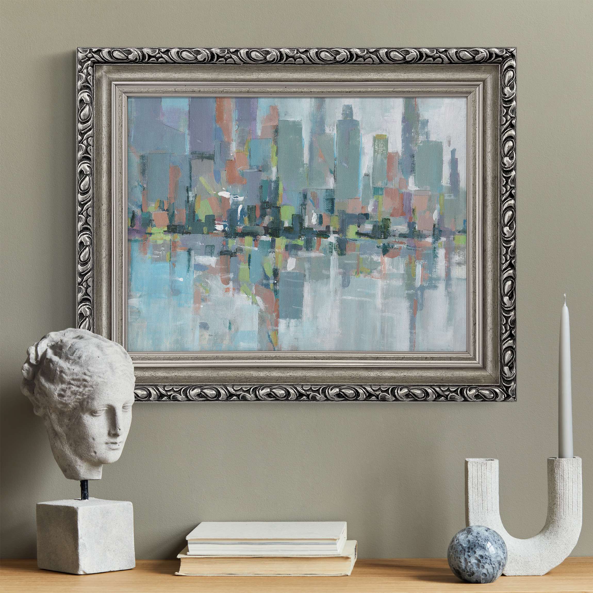 Leinwandbild in Barockrahmen Metro City I