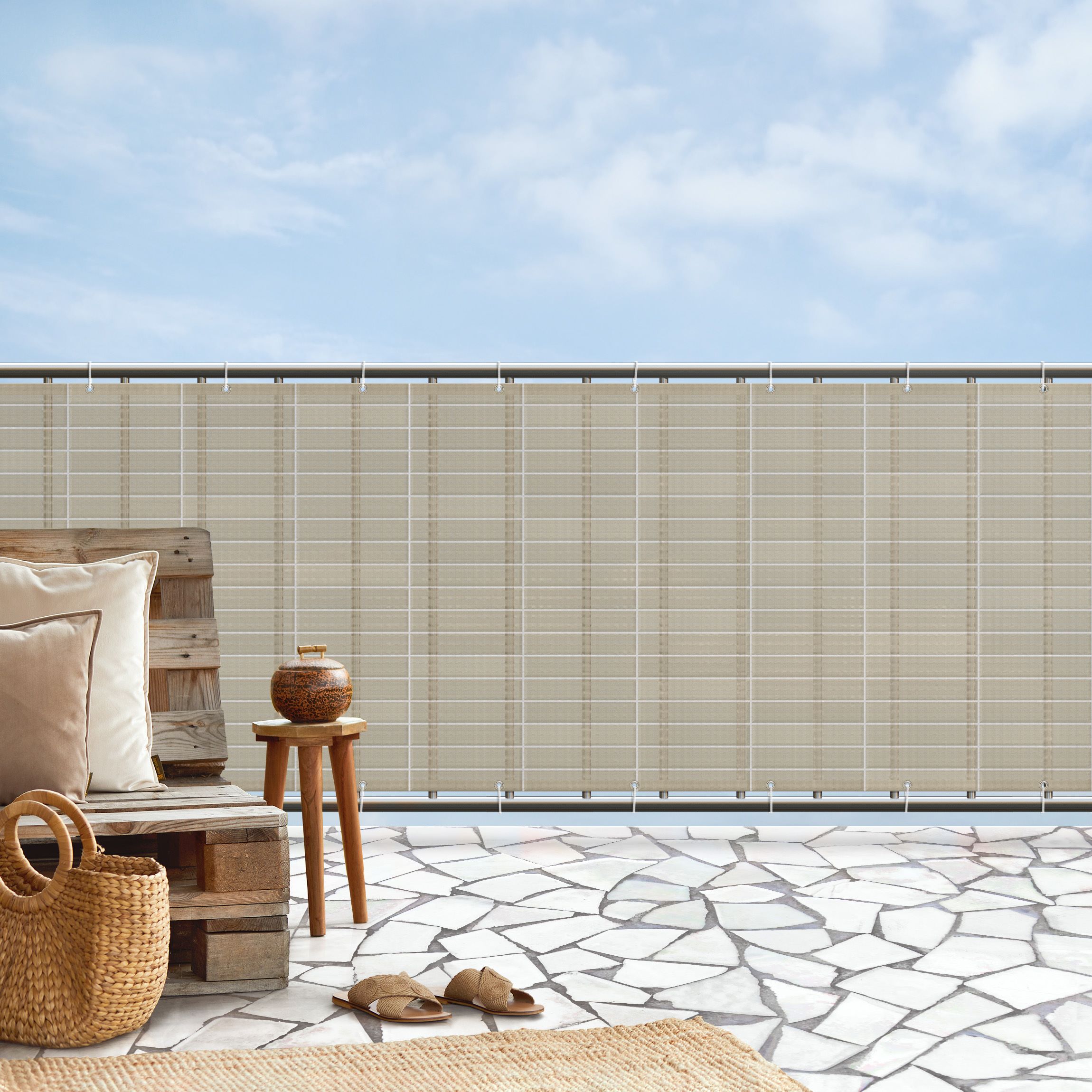 Balkon Sichtschutz Metro Fliesen - Beige