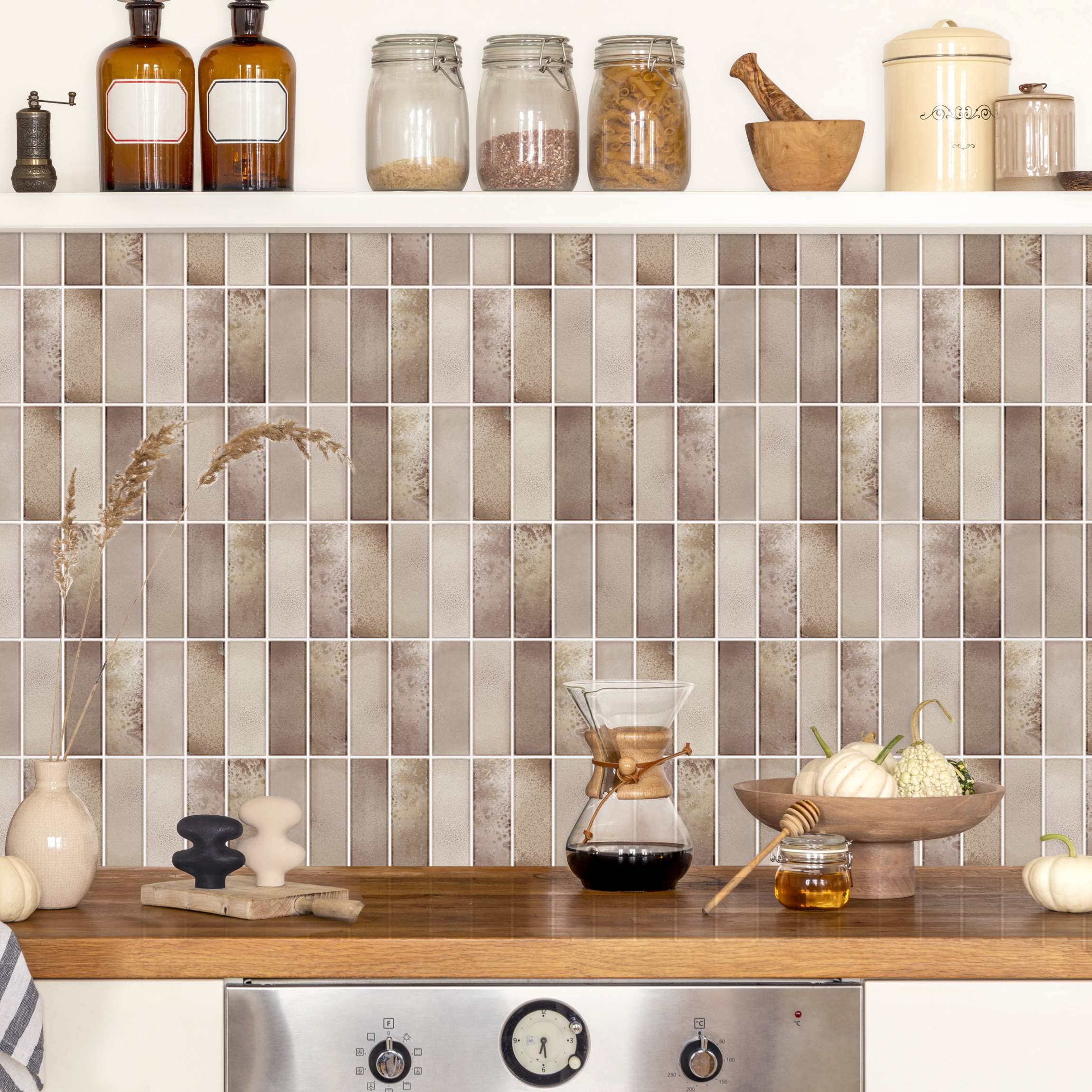 Küchenrückwand Metro Fliesen Keramikoptik Beige