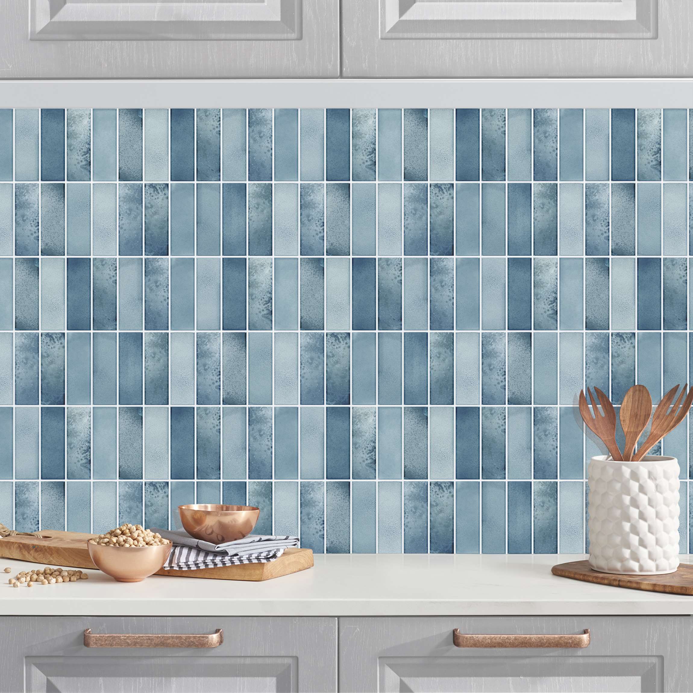 Küchenrückwand Metro Fliesen Keramikoptik Dunkelblau