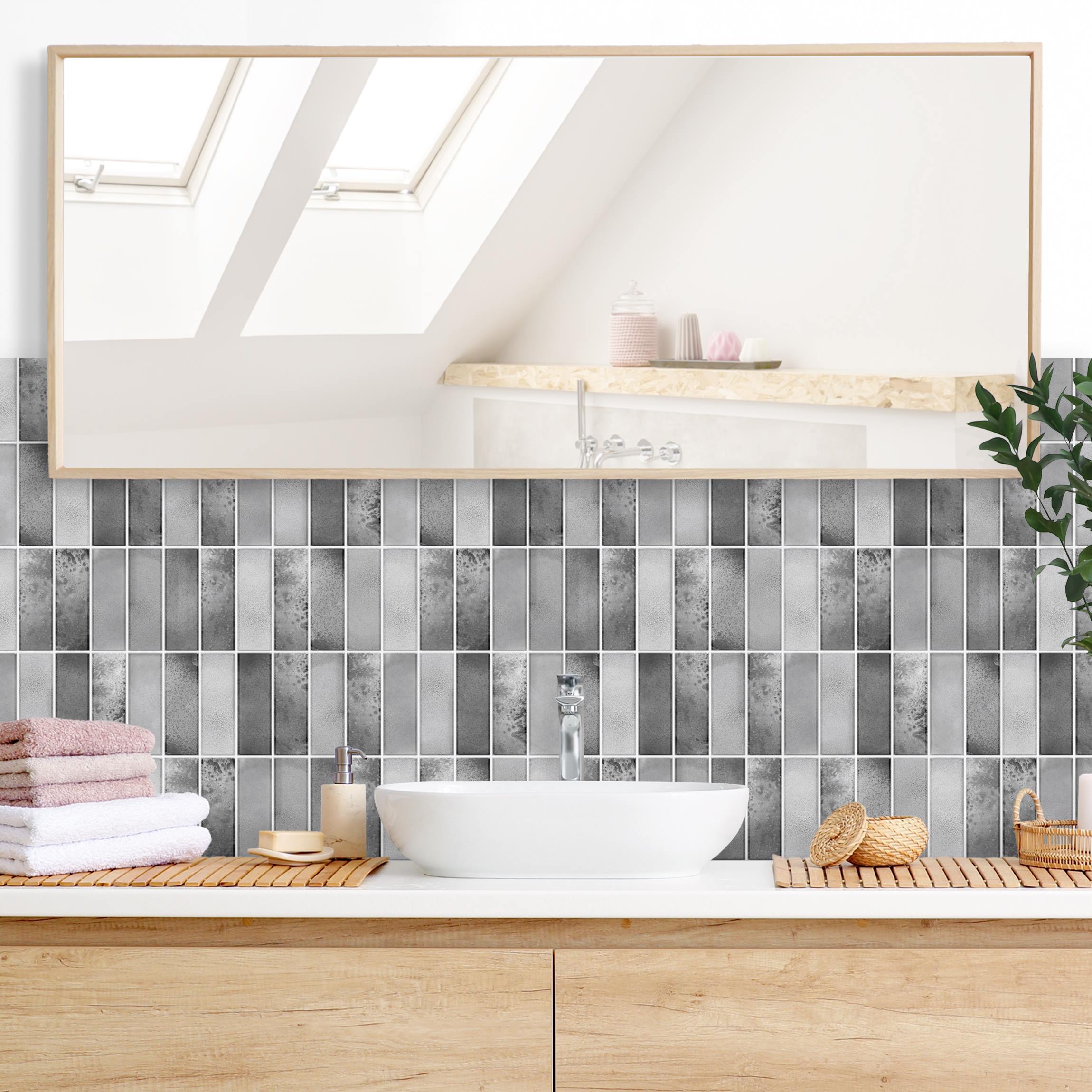 Wandverkleidung Bad Metro Fliesen Keramikoptik Grau