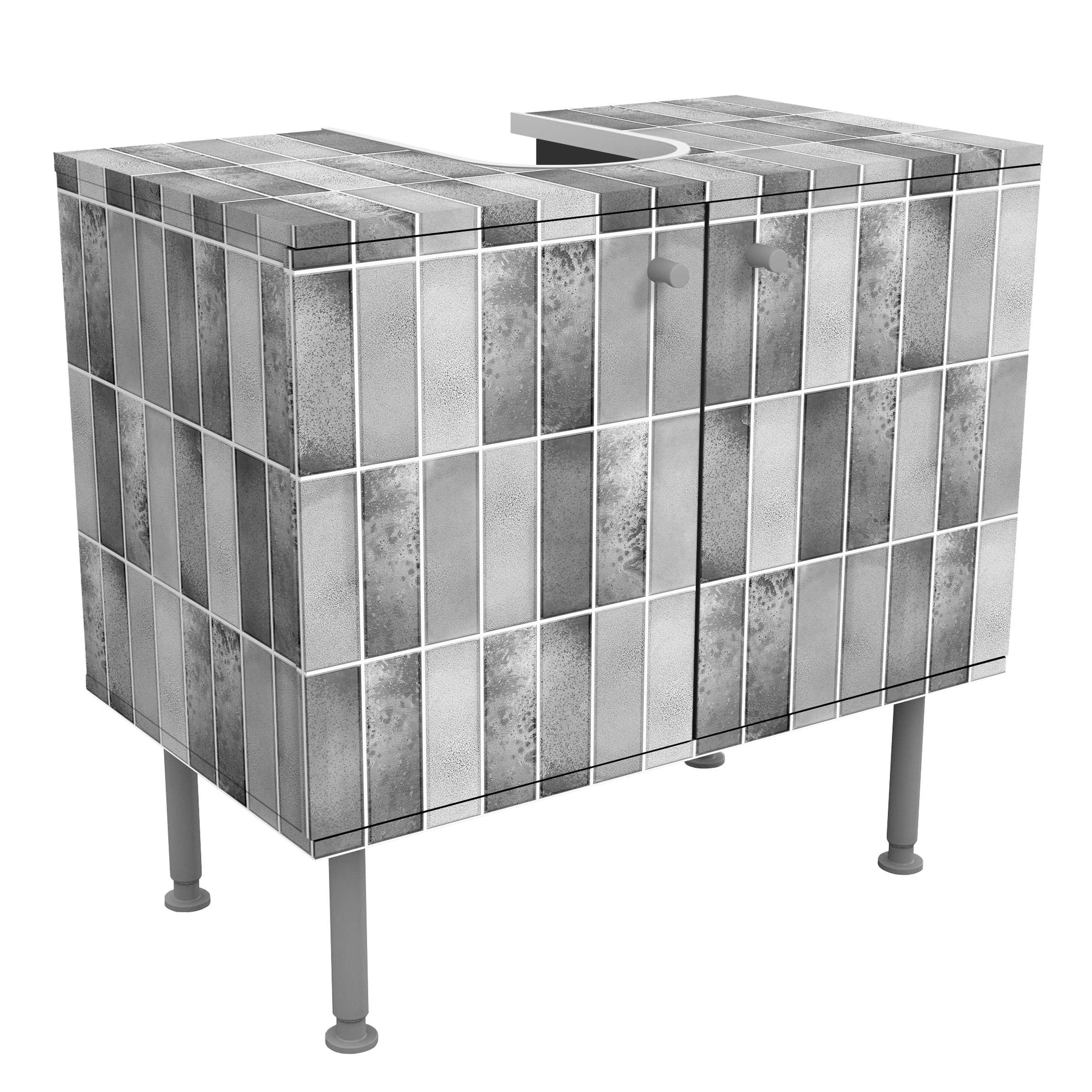 Waschbeckenunterschrank Metro Fliesen Keramikoptik Grau