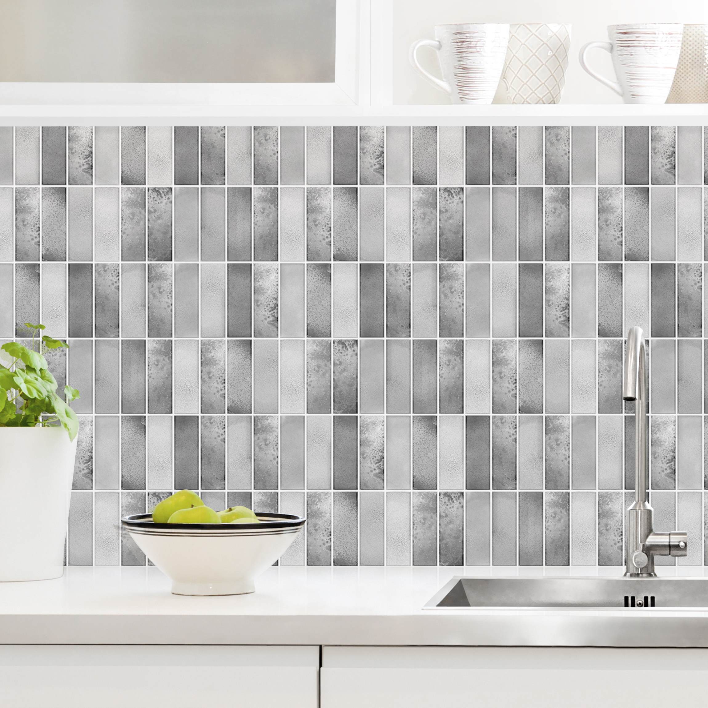 Küchenrückwand Metro Fliesen Keramikoptik Grau