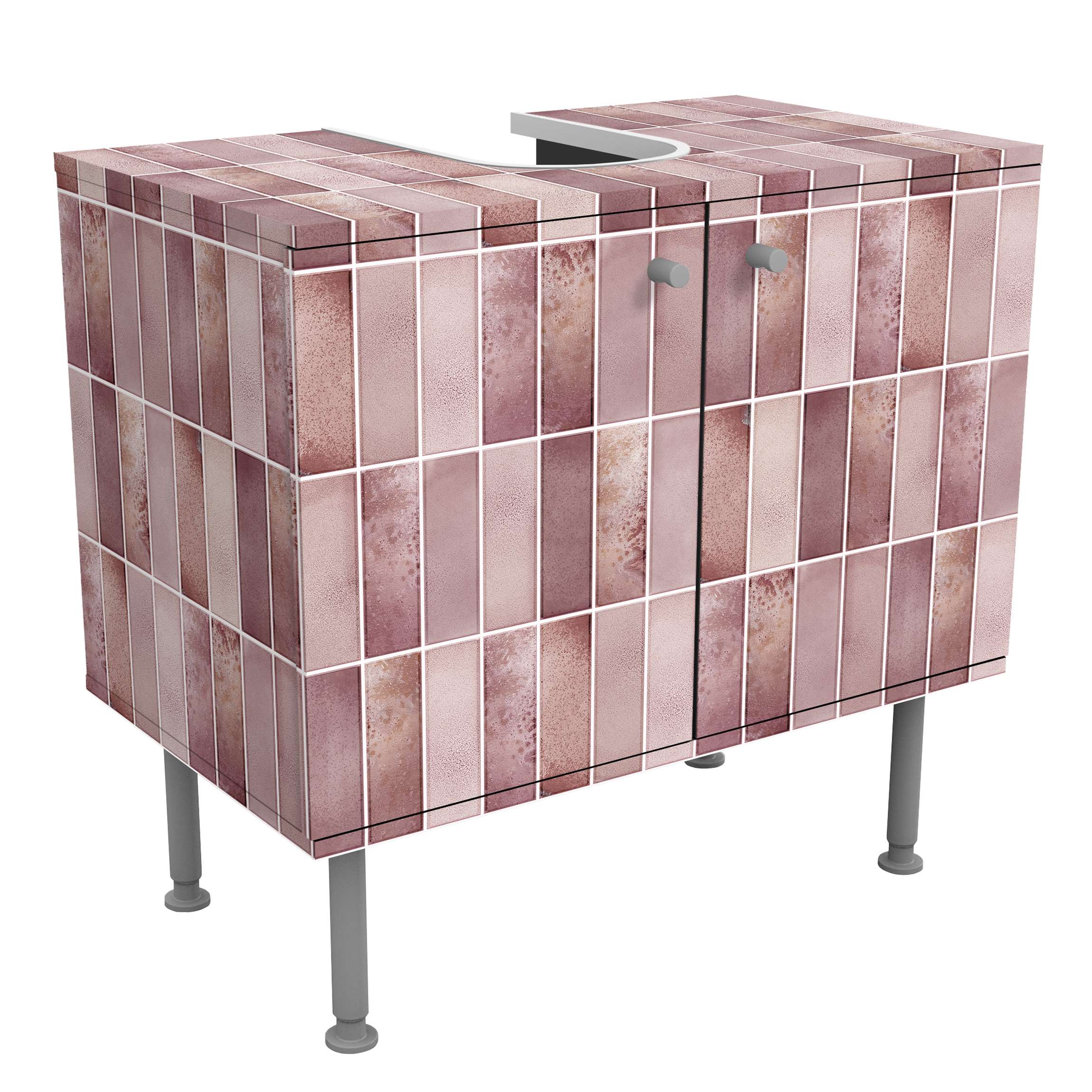 Waschbeckenunterschrank Metro Fliesen Keramikoptik Rosa