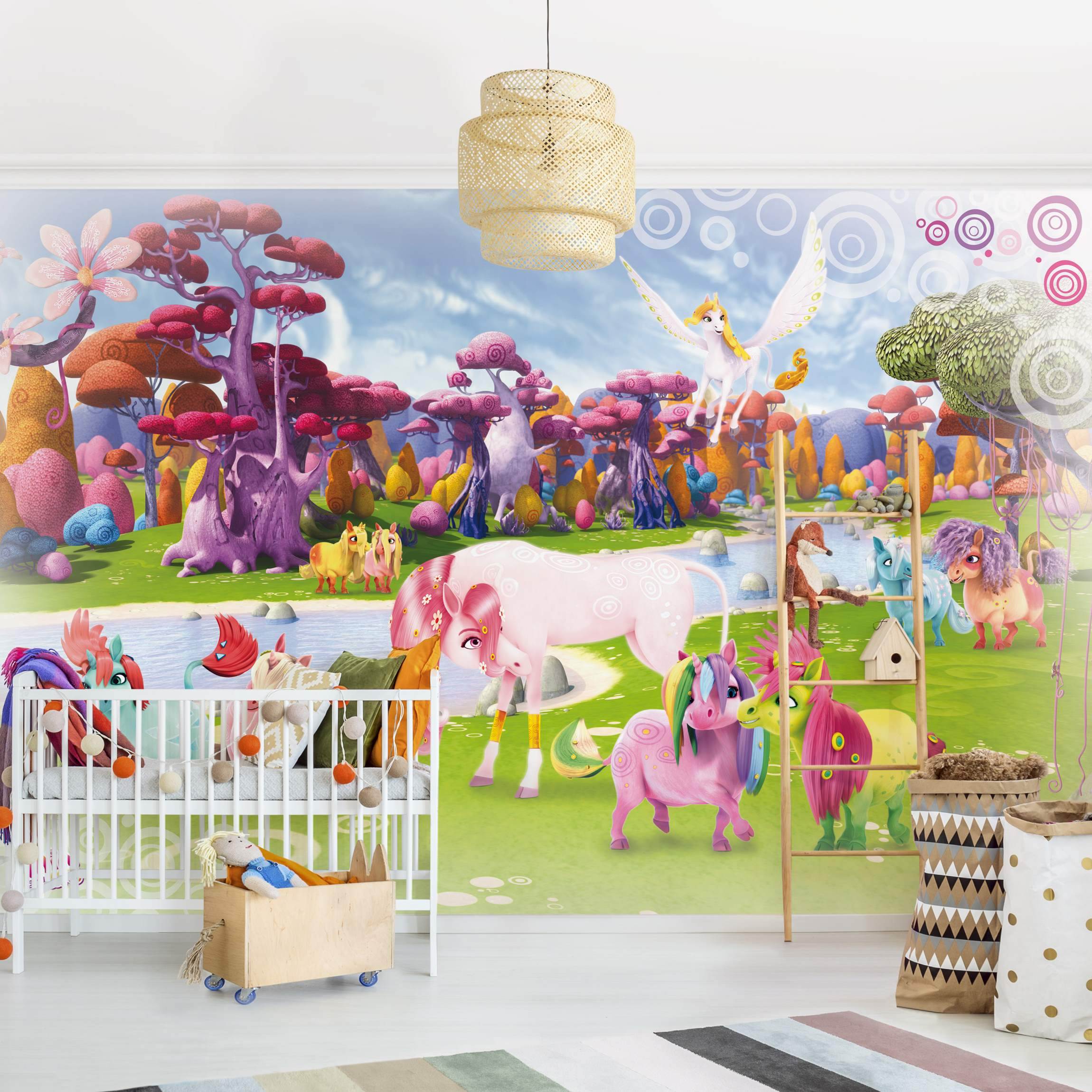 Fototapete Mia and Me - Lyria und Onchao mit den Ponycorns