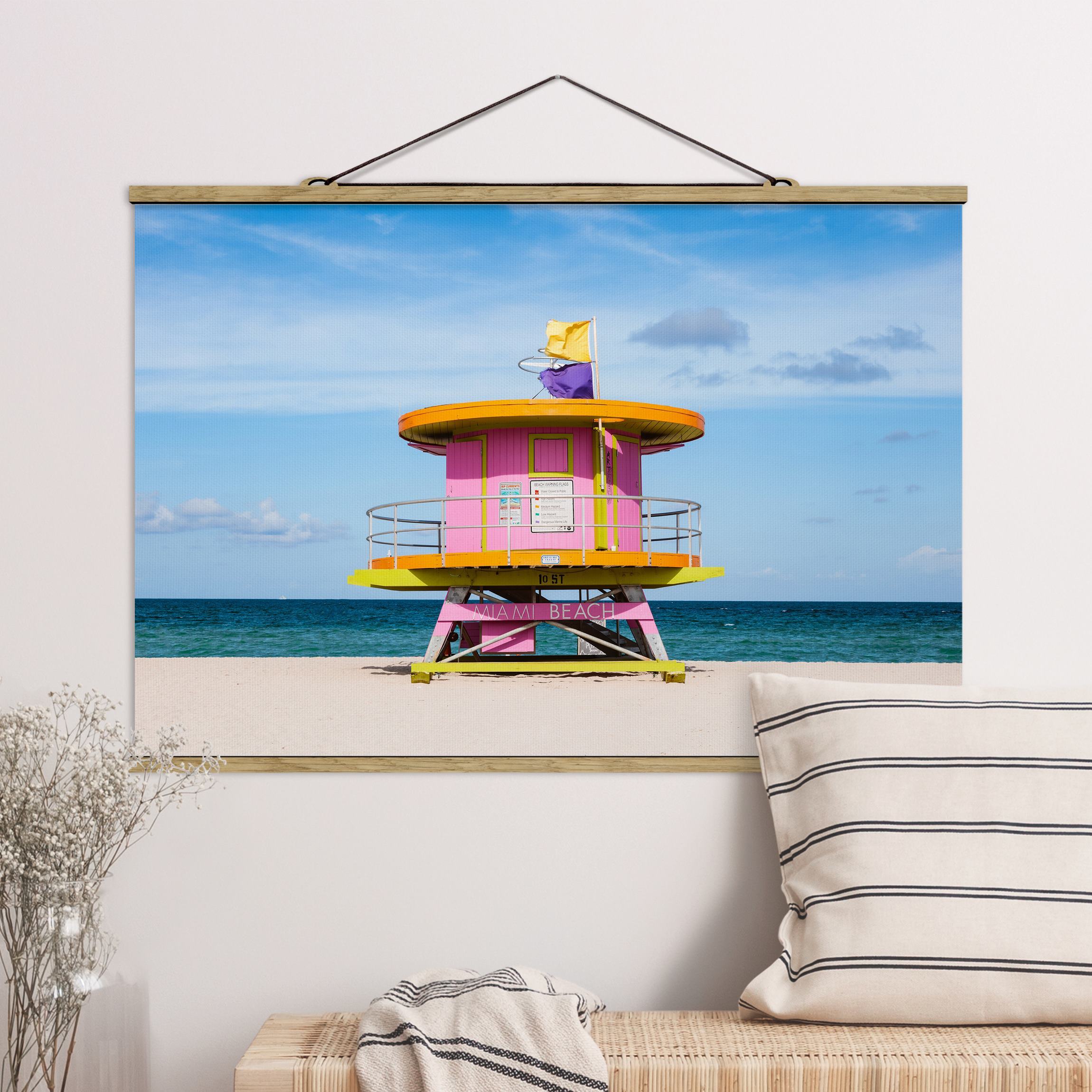 Stoffbild mit Posterleisten Miami Beach