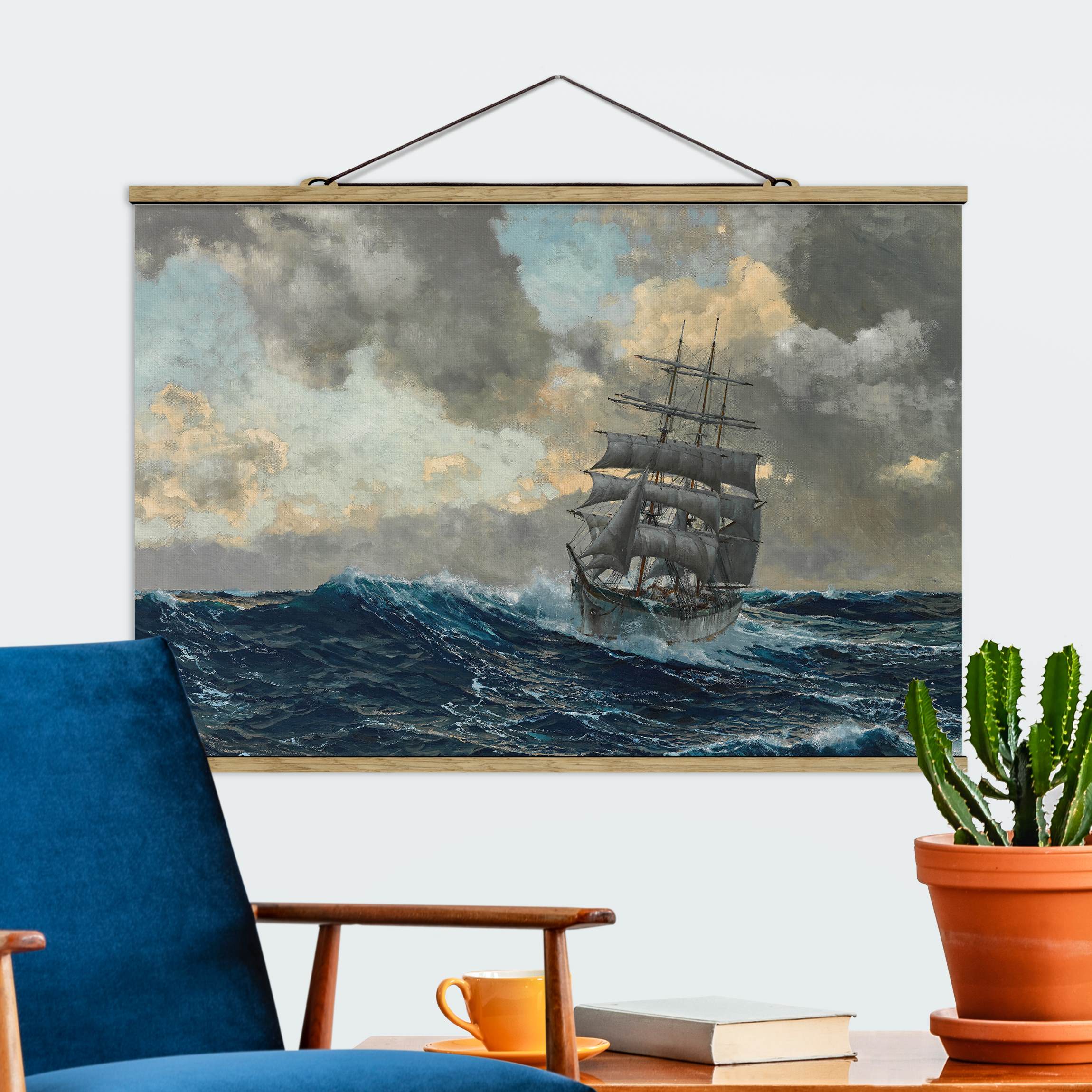 Stoffbild mit Posterleisten Michael Zeno Diemer - Schiff auf dem Meer