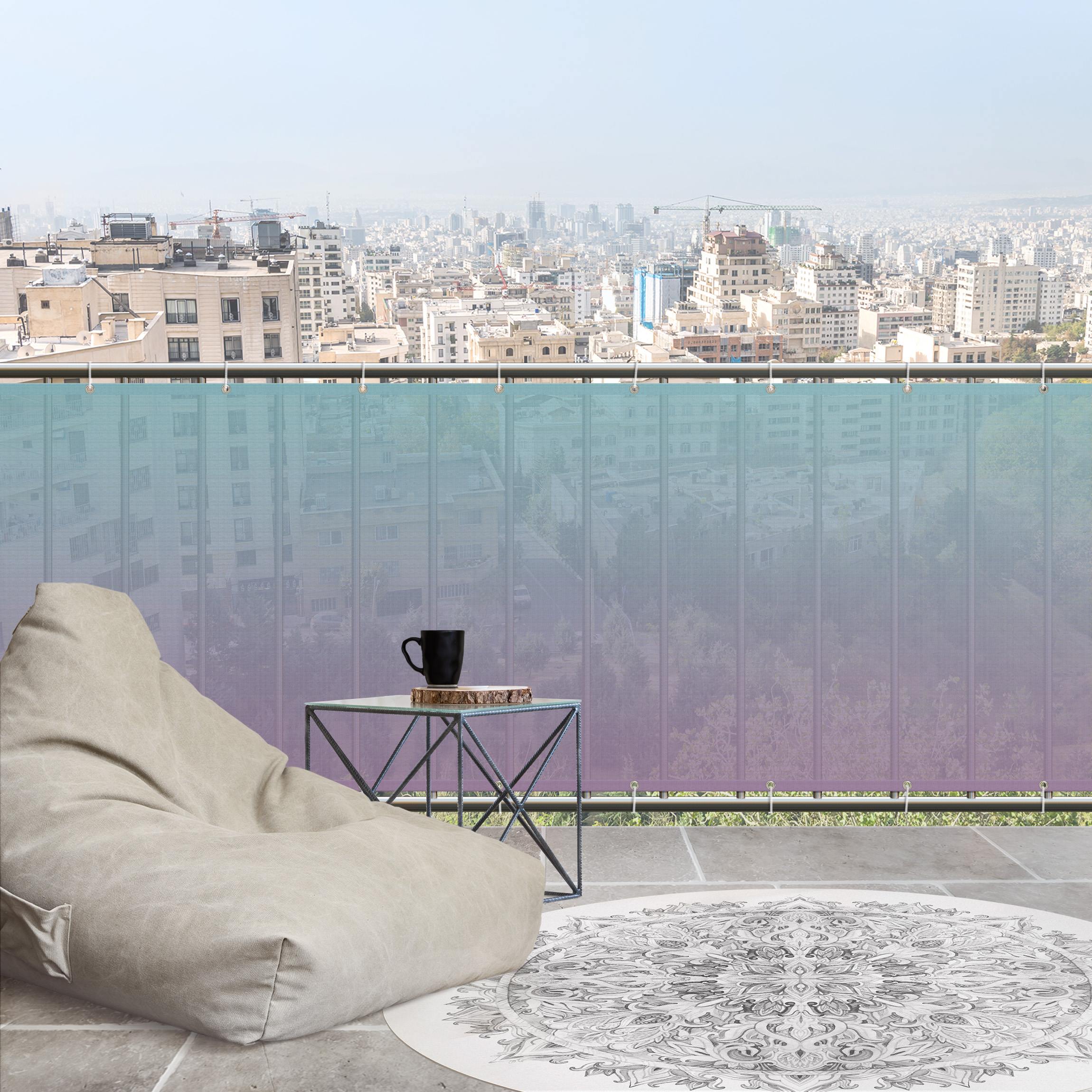 Balkon Sichtschutz Mint-Violett Farbverlauf