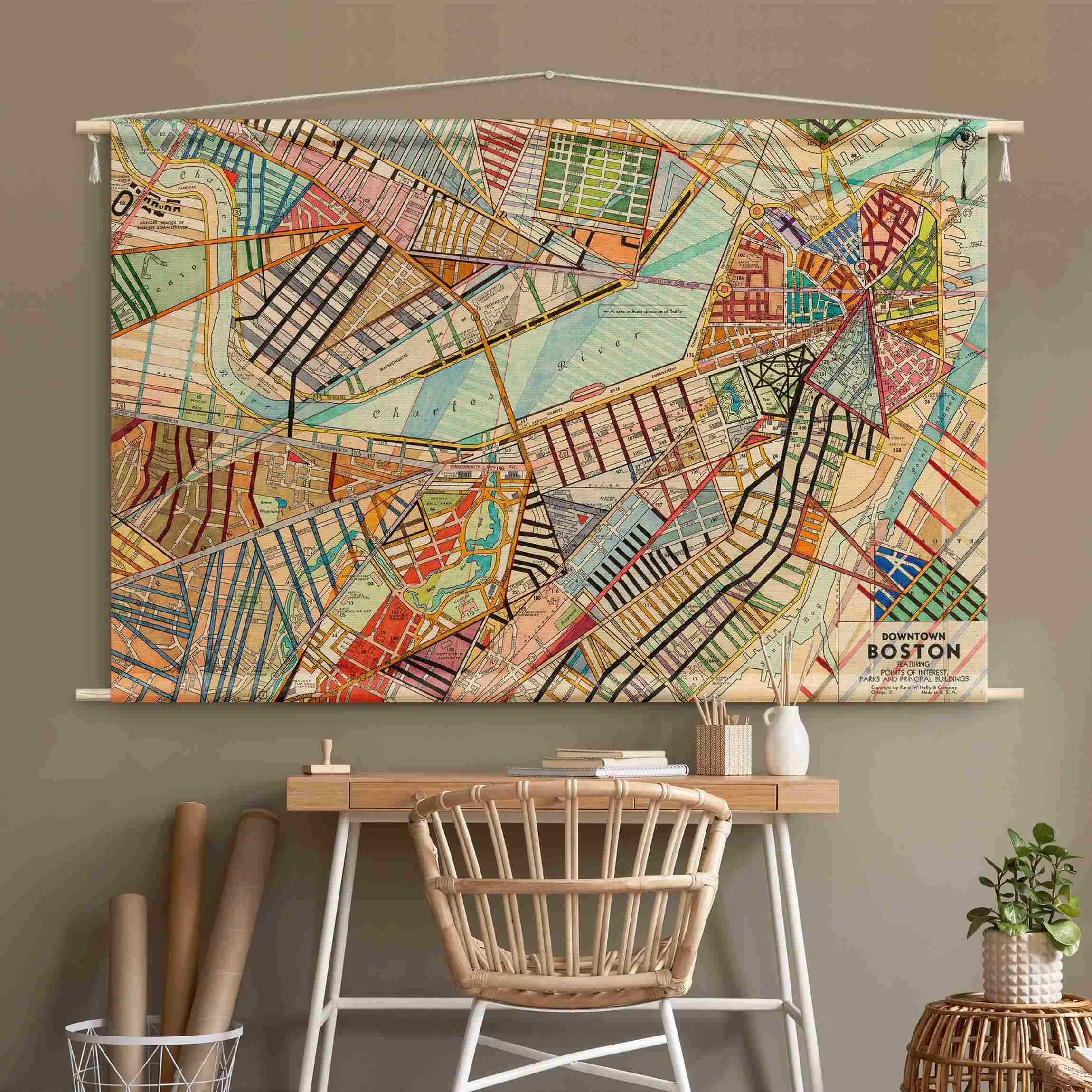 Wandteppich Moderne Karte von Boston
