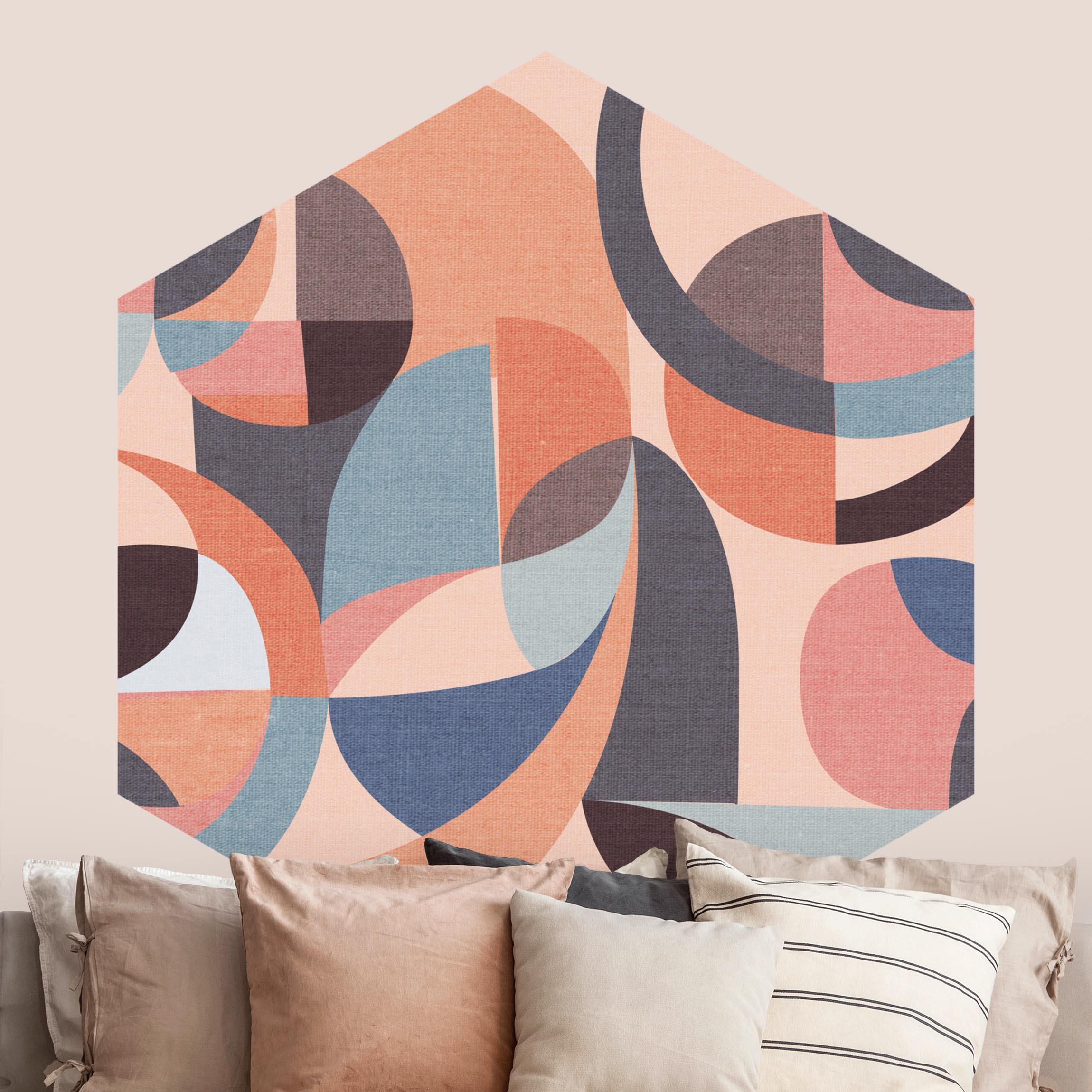 Hexagon Tapete selbstklebend Moderne Kreise