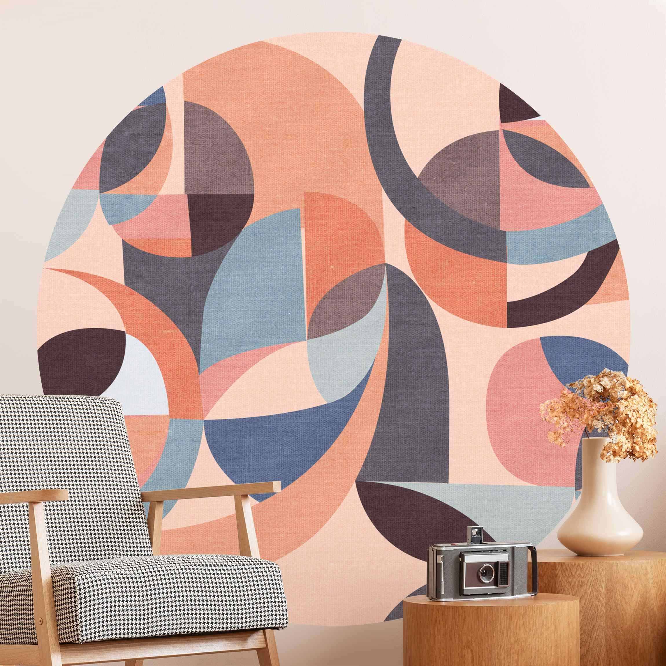 Runde Tapete selbstklebend Moderne Kreise
