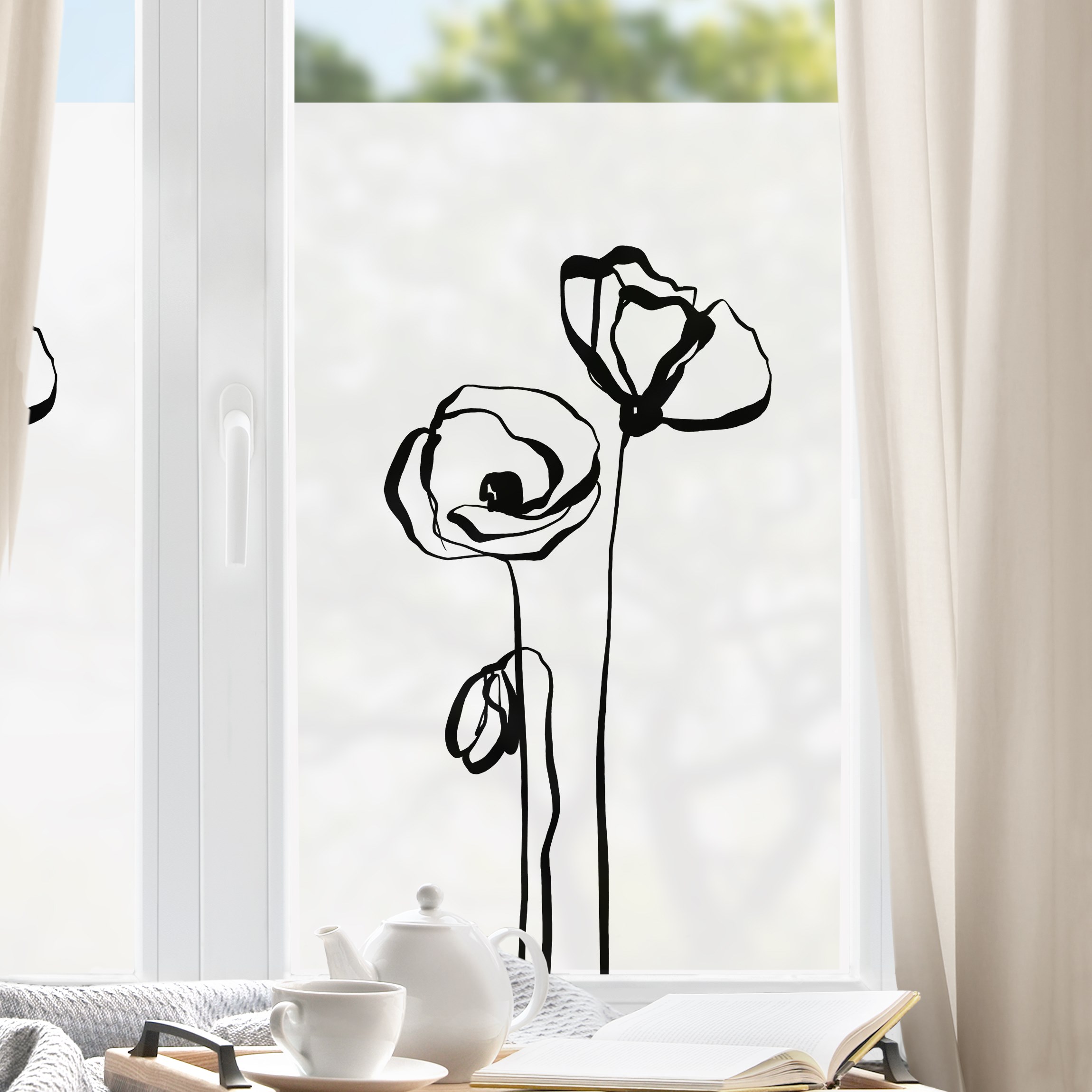 Fensterfolie Mohn Illustration I