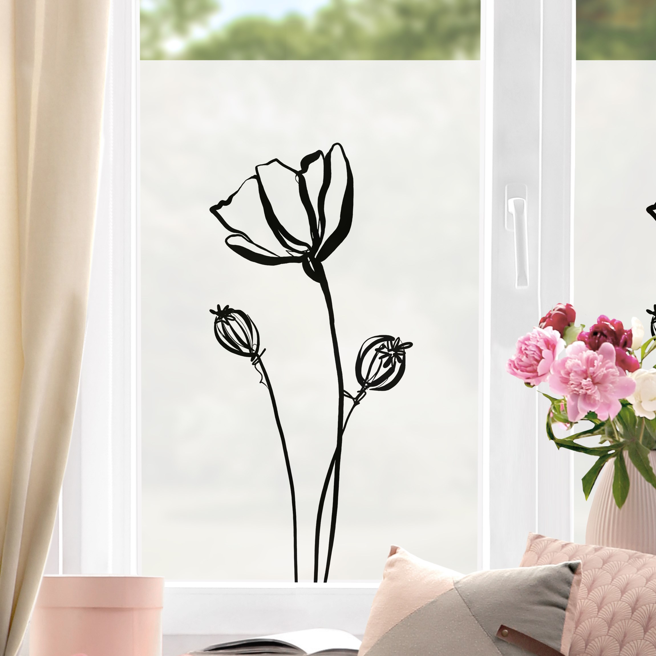 Fensterfolie Mohn Illustration II