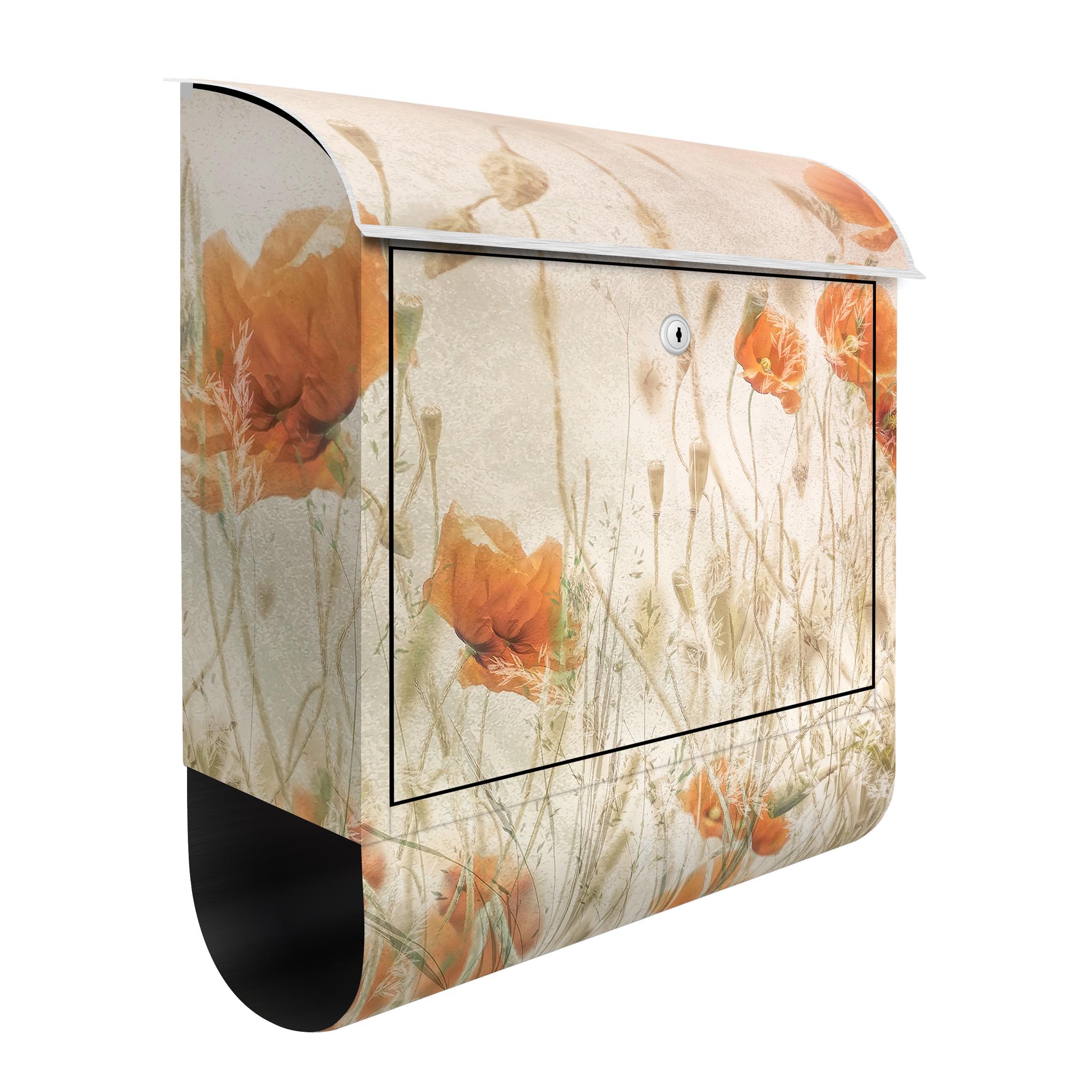 Briefkasten Mohnblumen und Gräser im Feld