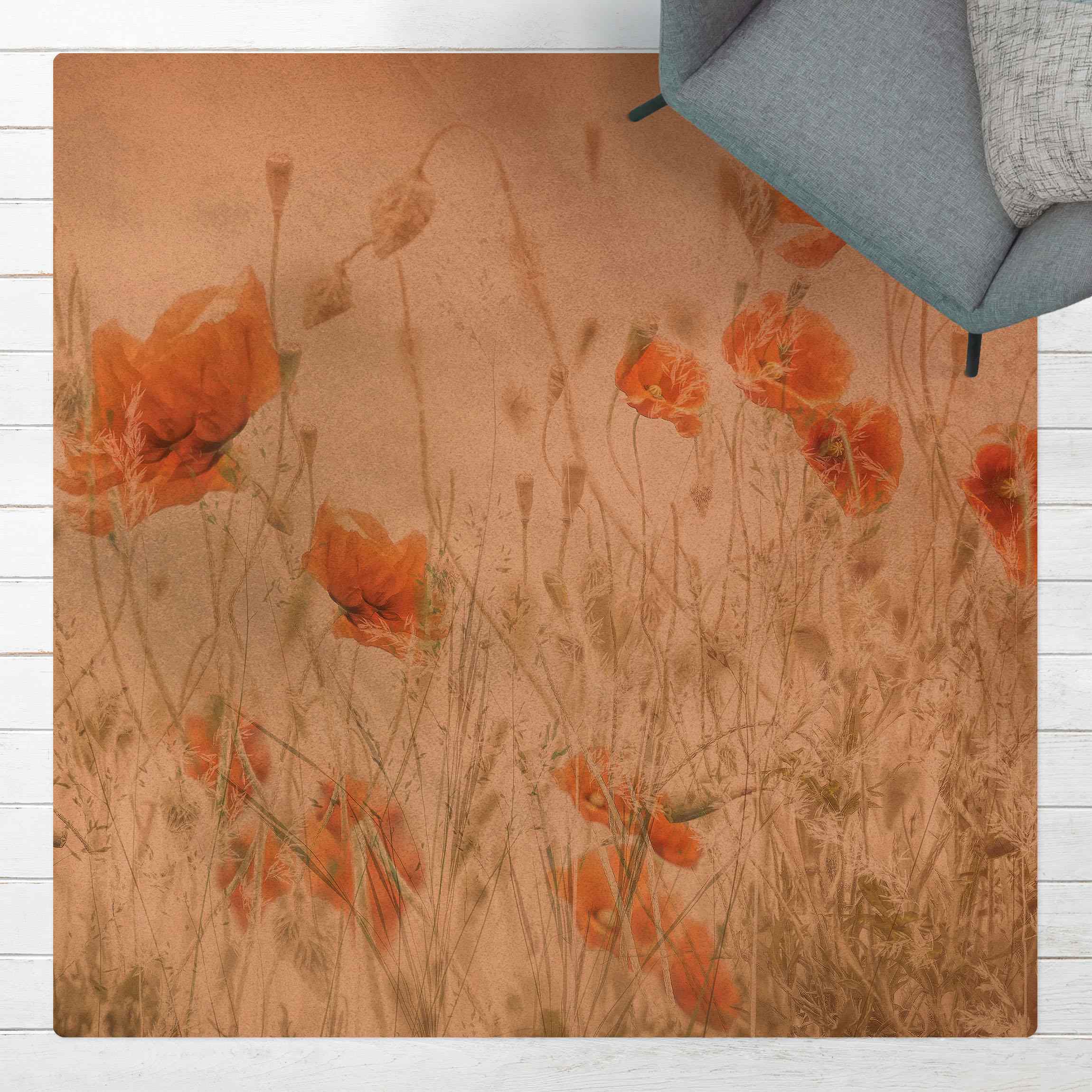 Kork-Teppich Mohnblumen und Gräser im Feld