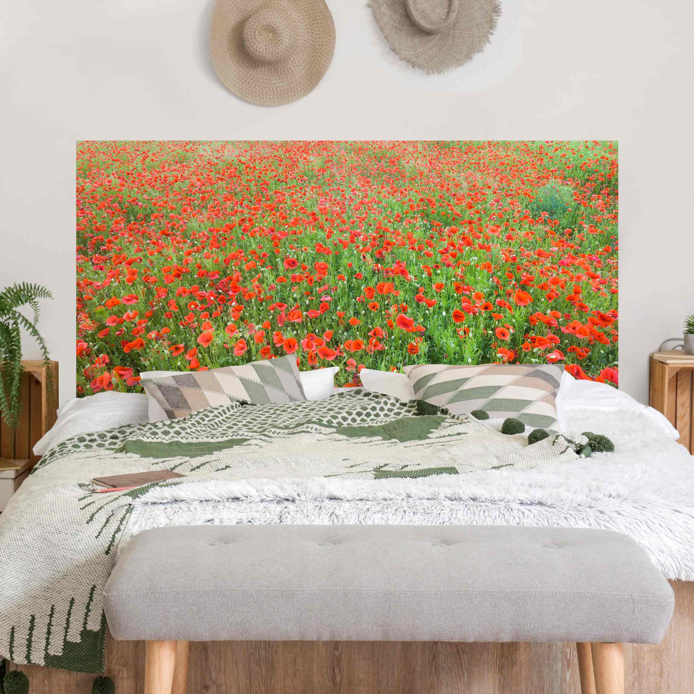 Kopfteil Bett Mohnblumenfeld