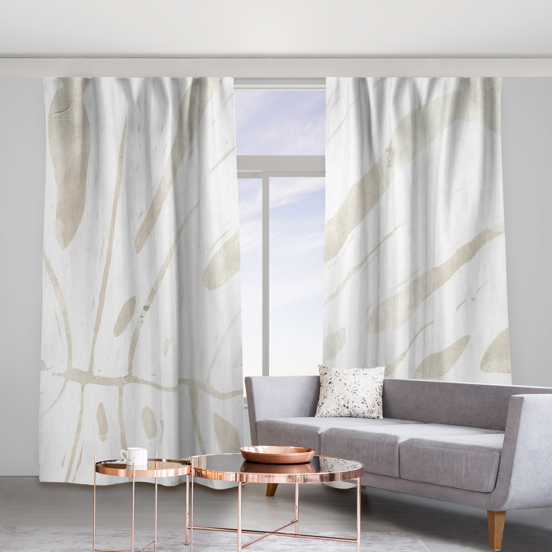 Vorhang Monstera Silhouette auf Leinen