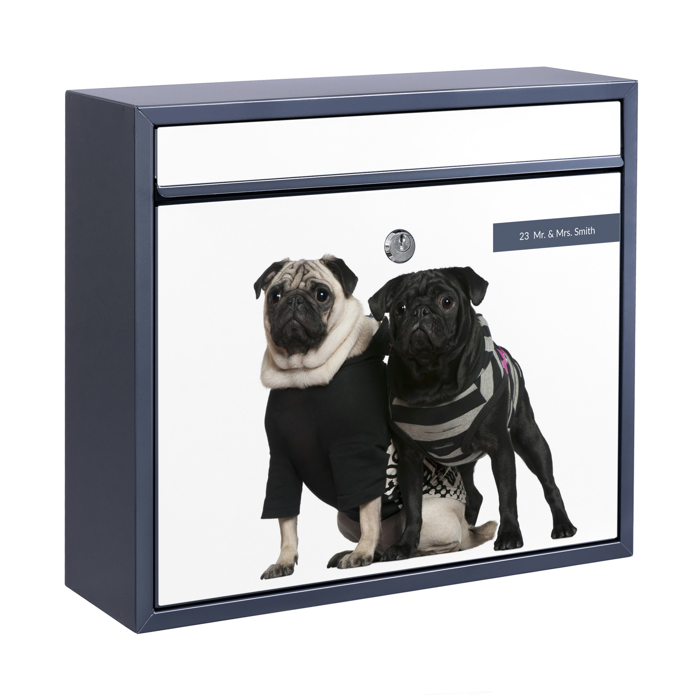 Briefkasten mit eigenem Text Mops Fashion