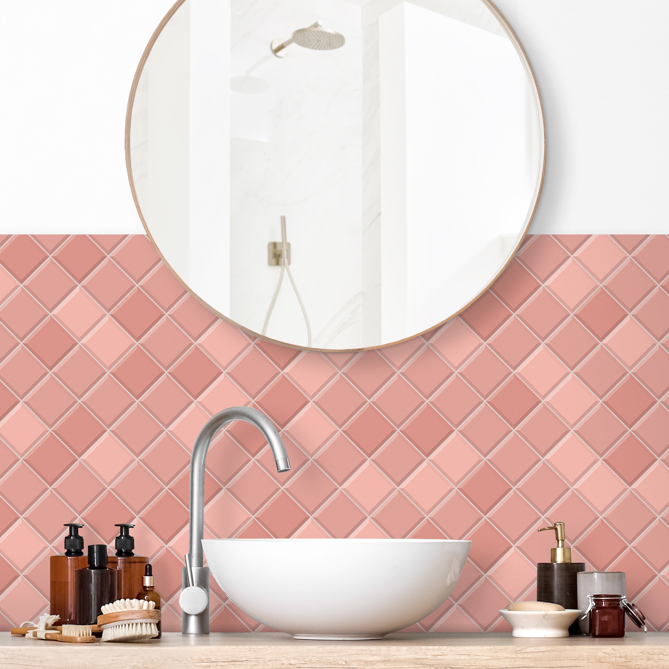 Wandverkleidung Bad Mosaik Fliesen - Altrosa