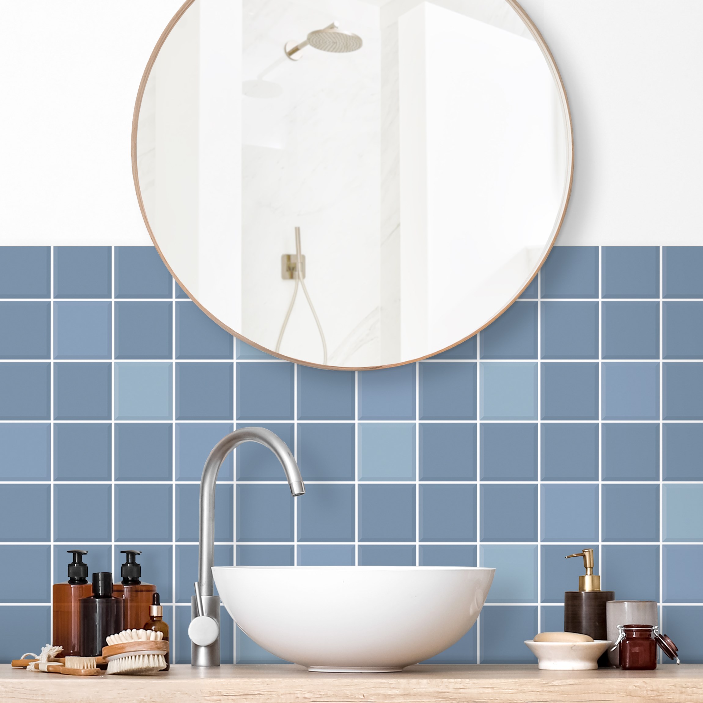 Wandverkleidung Bad Mosaik Fliesen - Hellblau