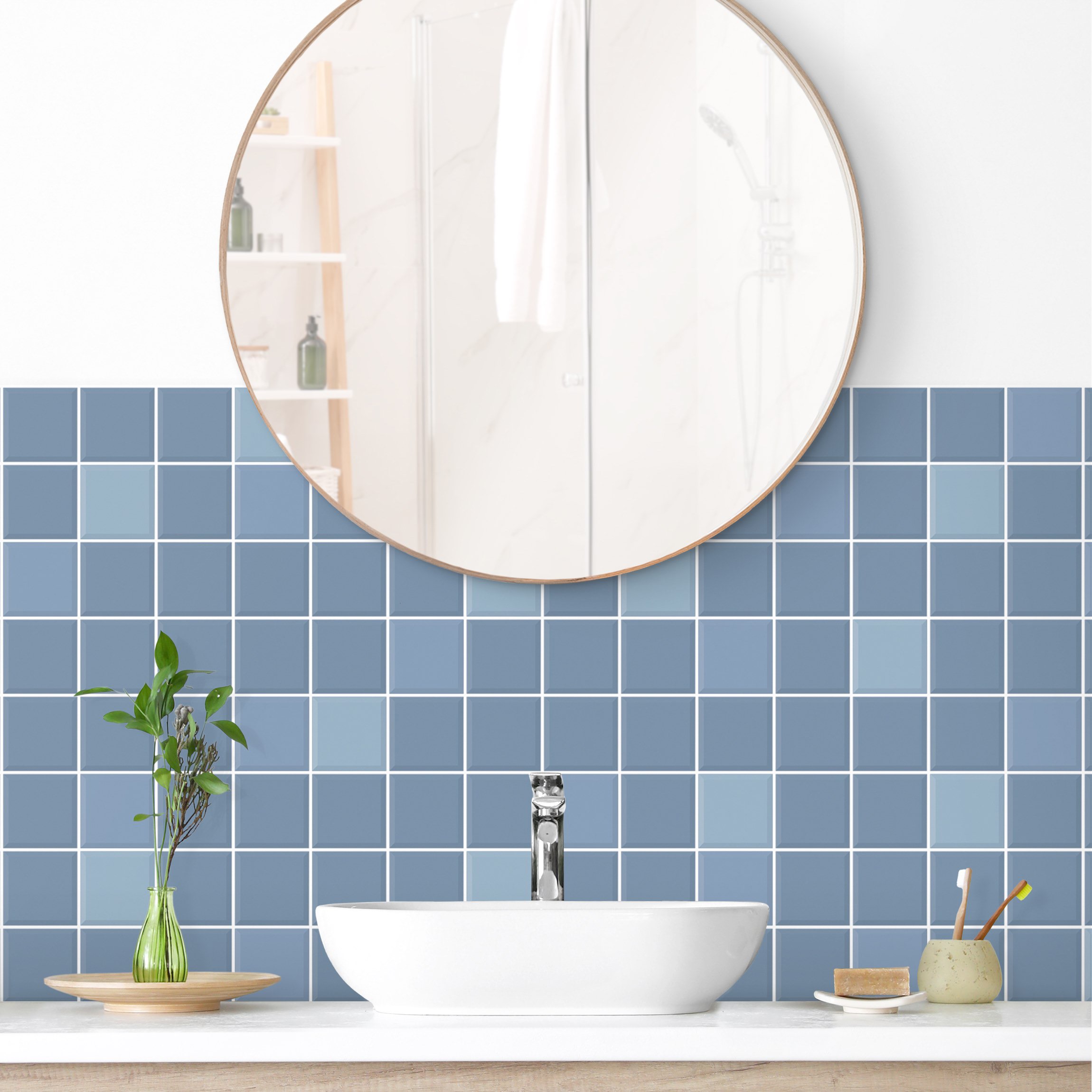 Wandverkleidung Bad Mosaik Fliesen - Hellblau