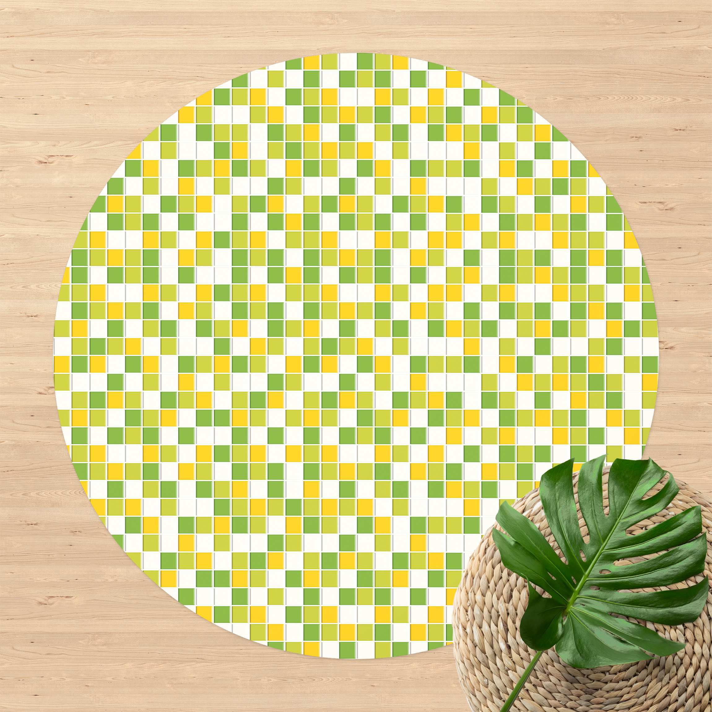 Runder Vinyl-Teppich Mosaikfliesen Frühlingsset