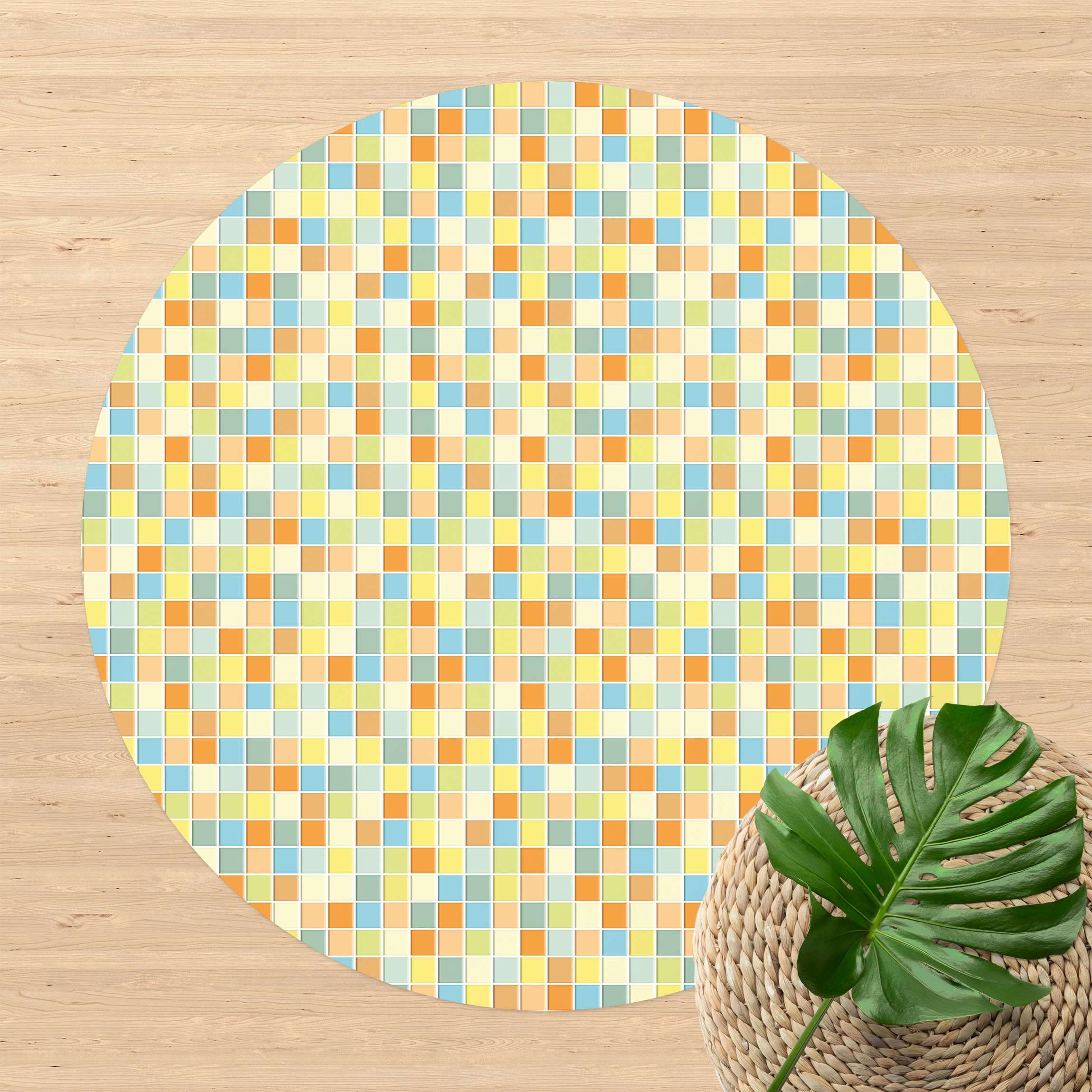 Runder Vinyl-Teppich Mosaikfliesen Sommerset
